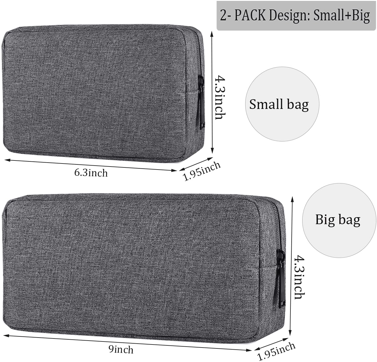 CAAORDKSO Electronics Organizer Travel Case, Travel Cable Organizer Pouch Electronic Accessories Carry Case Portable Waterproof Storage Bag for Hard