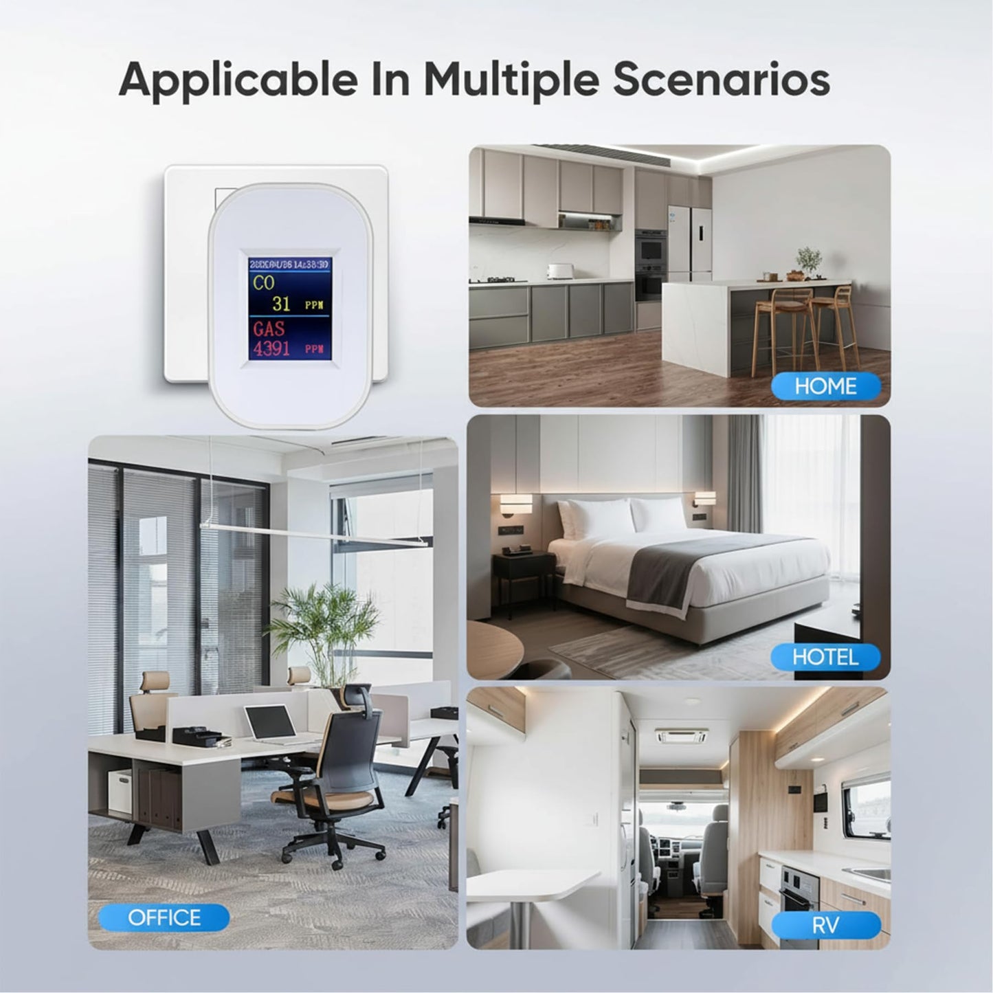 WiFi Carbon Monoxide & Natural Gas Detector Plug-in, 2-in-1 Gas and Carbon Monoxide Detector, Smart CO Detector Plug in & Combustible Gas Leak