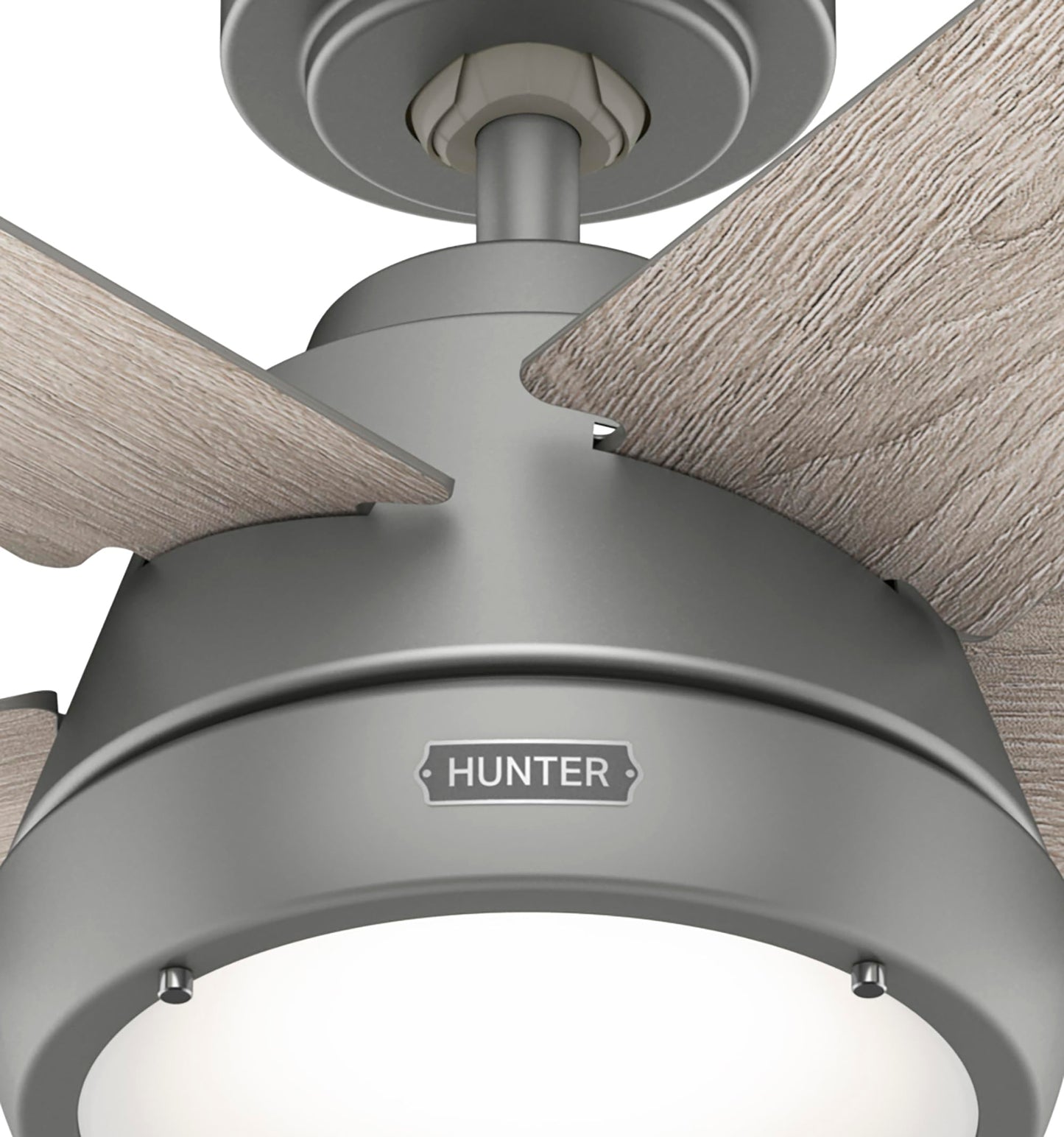 Hunter Fan 52 inch Casual Matte Silver Indoor Ceiling Fan with Lights and Remote Control for Bedroom, Living Room/Family Room, Dining Room, Kitchen