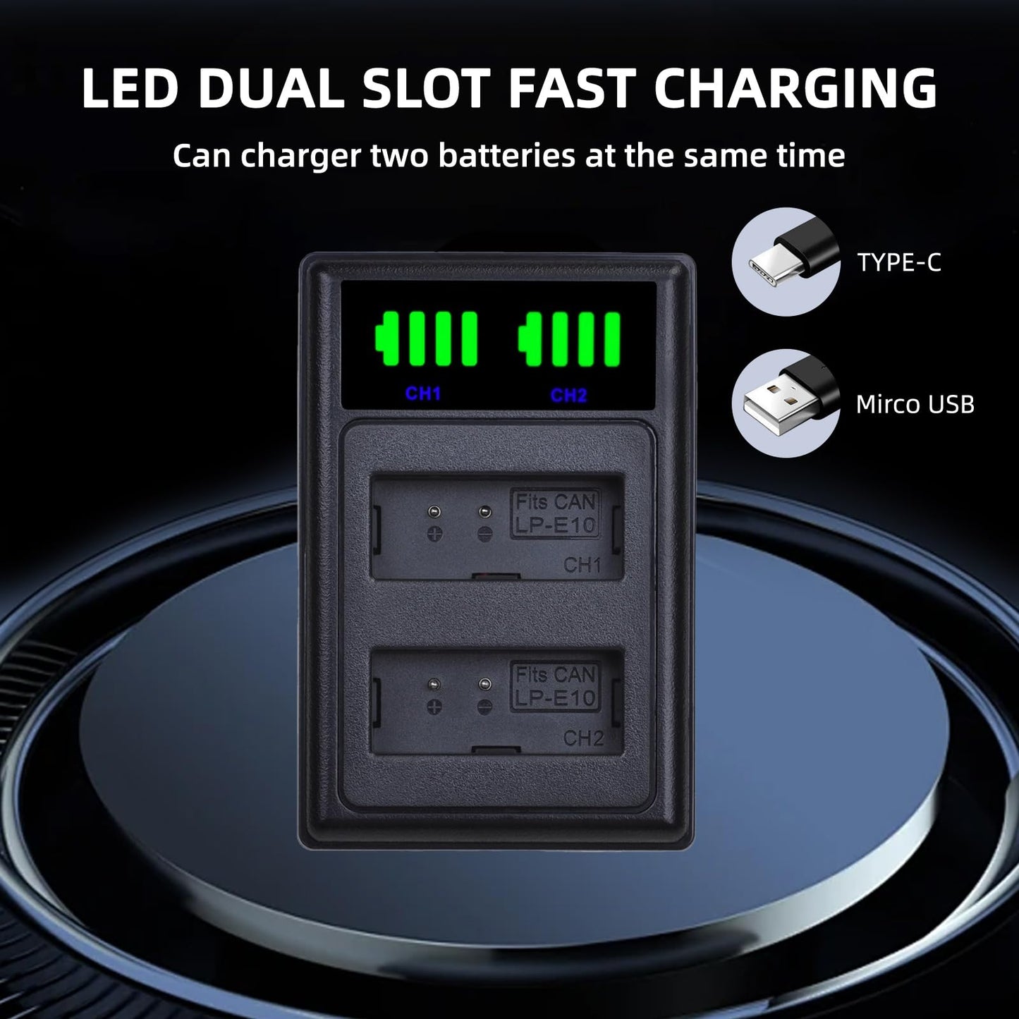 PowerTrust 3X LP-E10 Battery and Dual USB Charger for Canon 1100D 1200D 1300D Rebel T3 T5 KISS X50 X70 Battery
