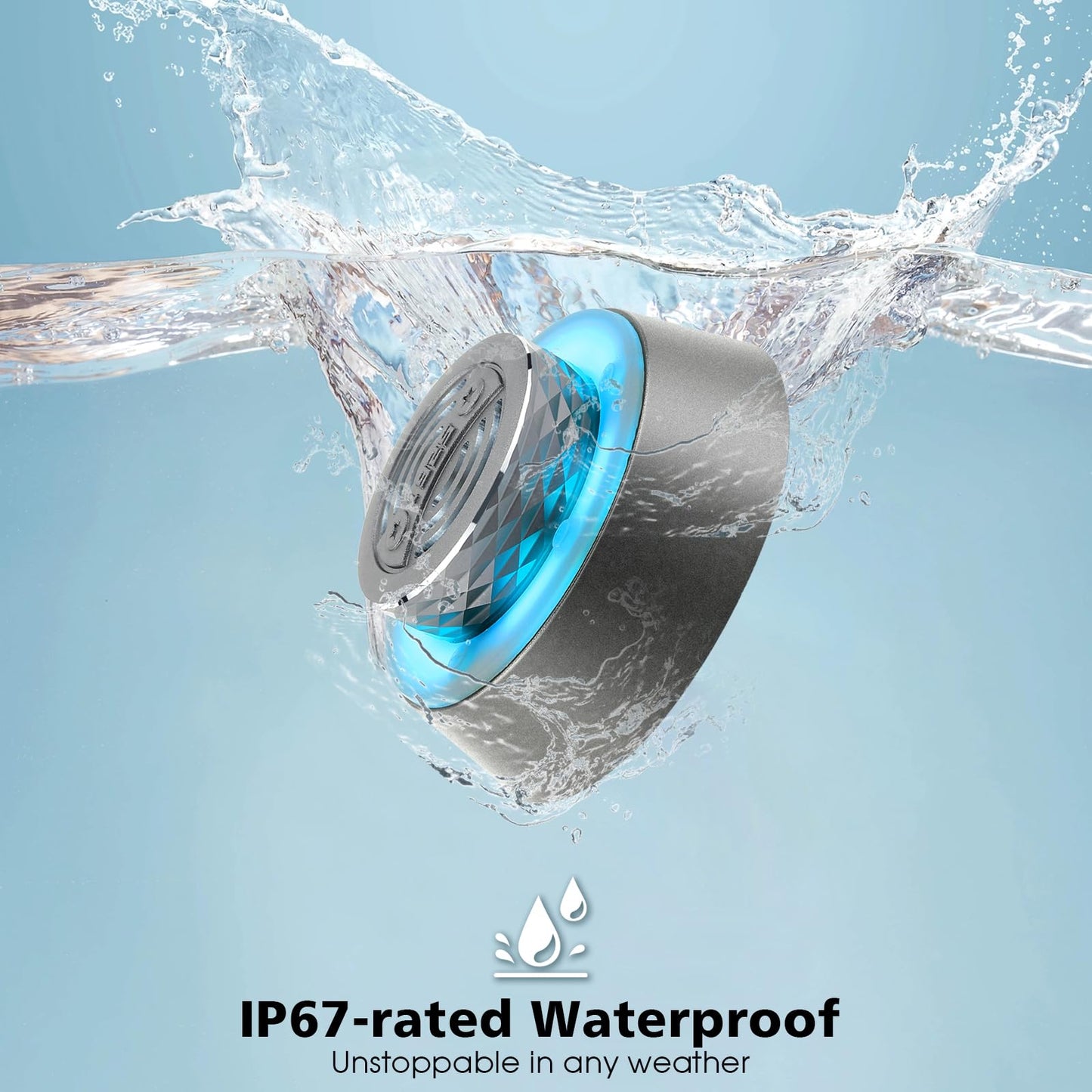 Okjew Bluetooth Shower Speaker, IP67 Waterproof Wireless Speaker with Colorful LED Lights, True Wireless 3D Stereo Sound, Portable Outdoor Speakers