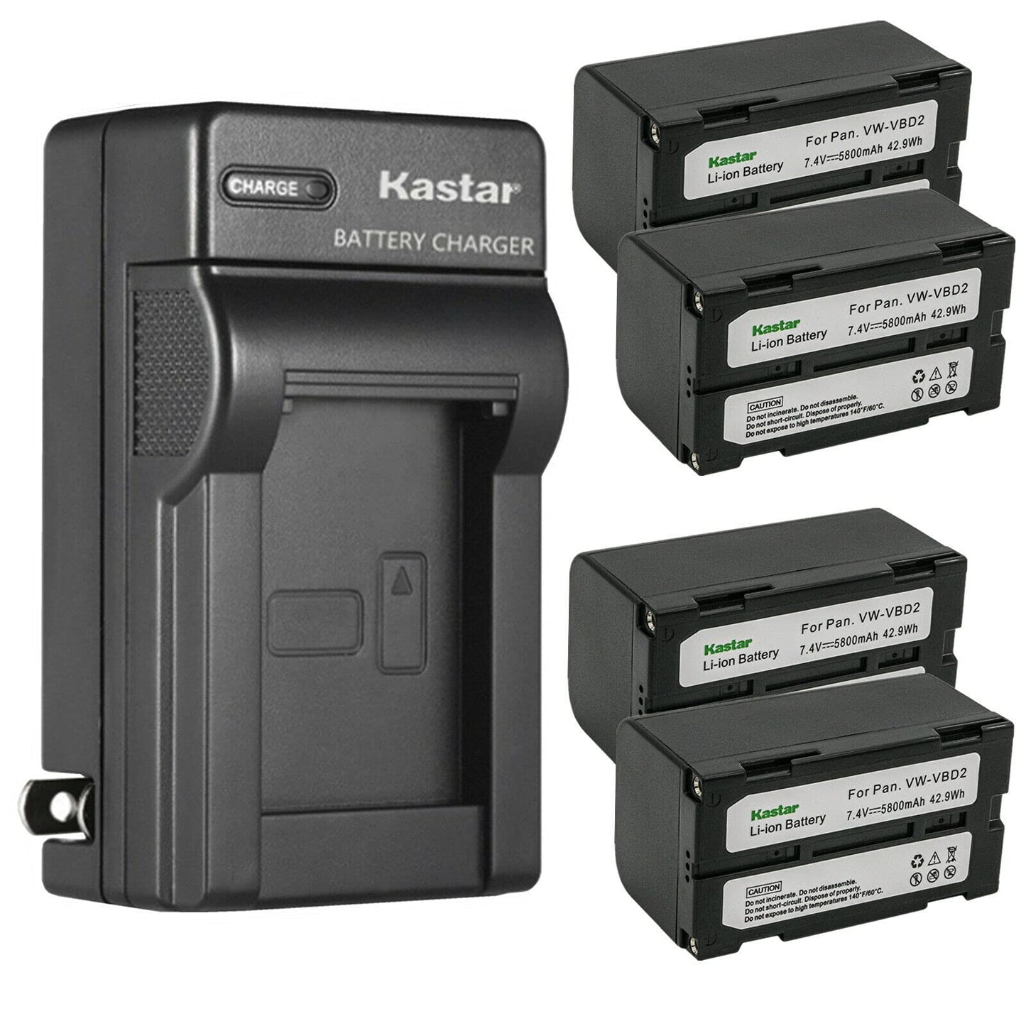 Kastar 4-Pack Battery and AC Wall Charger Replacement for Proscan PRO 742, PRO 898LC, PRO 898LH, PRO 998LH, PRO V730, PRO V741, PRO V742, PRO 898LC