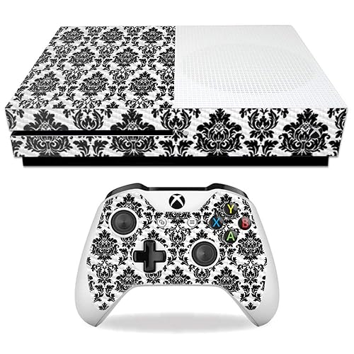MightySkins Carbon Fiber Skin for Microsoft Xbox One S - Vintage Damask | Protective, Durable Textured Carbon Fiber Finish | Easy to Apply, Remove