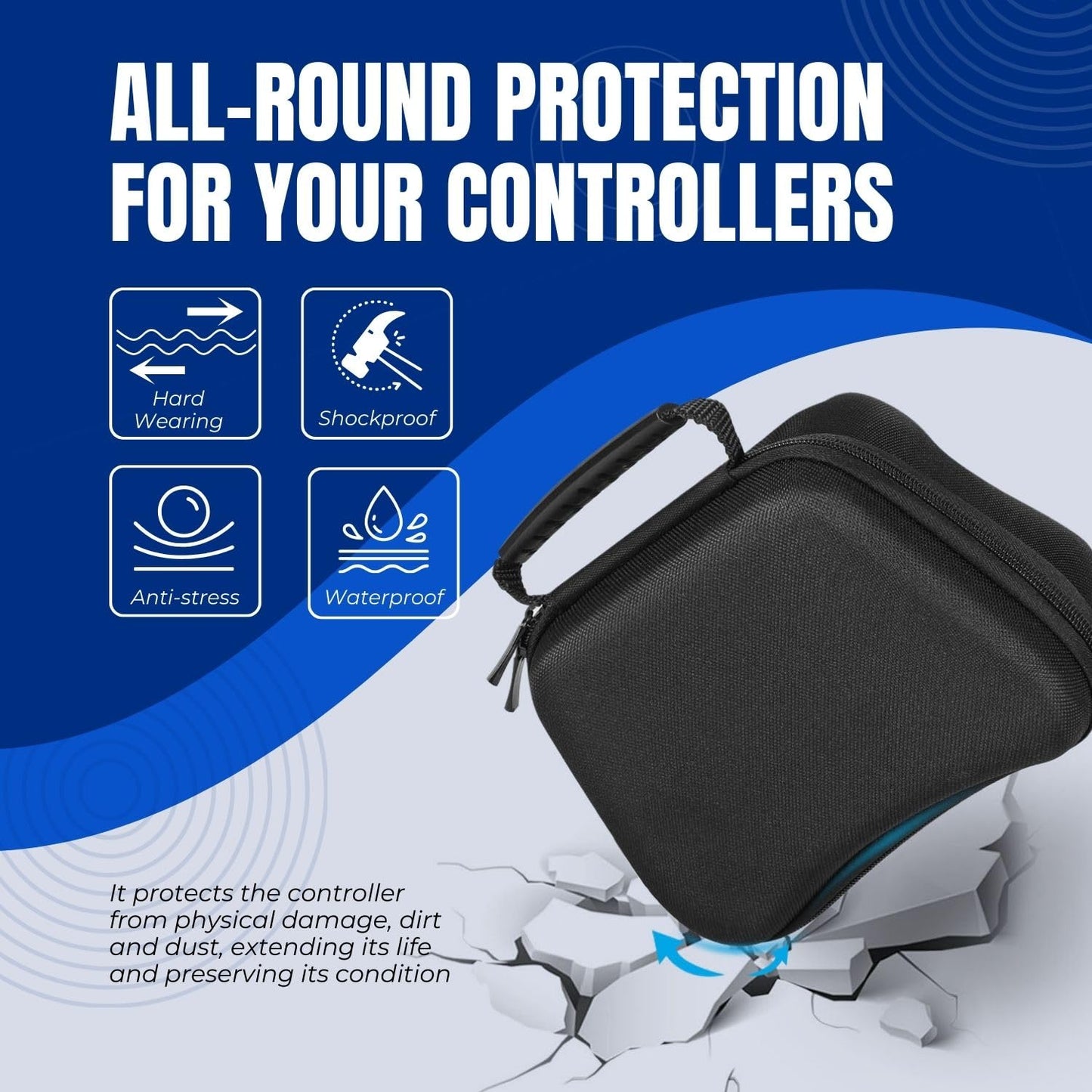 TNP Carrying Travel Storage Case for PS5, PS4, Xbox Series X/S, Xbox One, Nintendo Switch Pro Controller Holder Hard Shell Protective Cover EVA