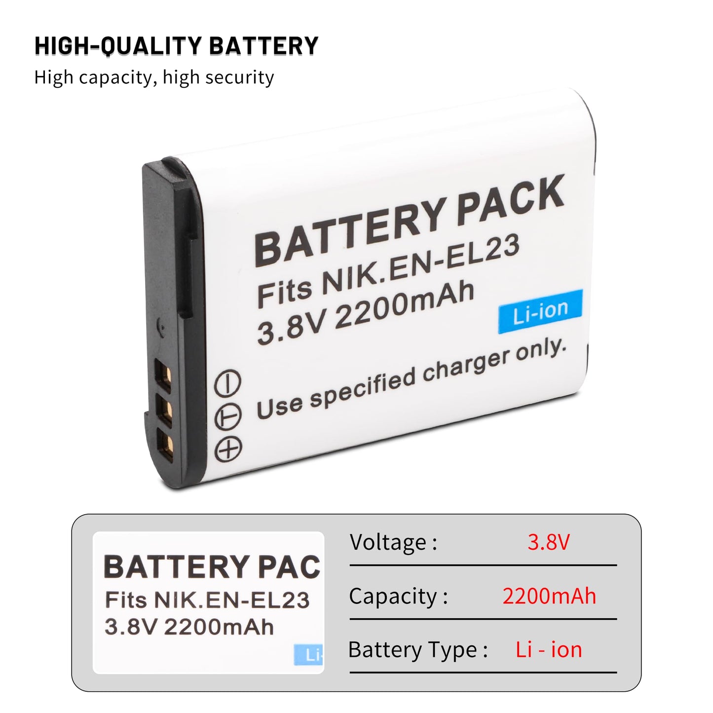 ANCBD 2 Pack EN-EL23 Batteries with Smart LCD Display Dual Channel Charger for Nikon Coolpix P900s, P900, P610s, P610, P600, B700, S810c Camera