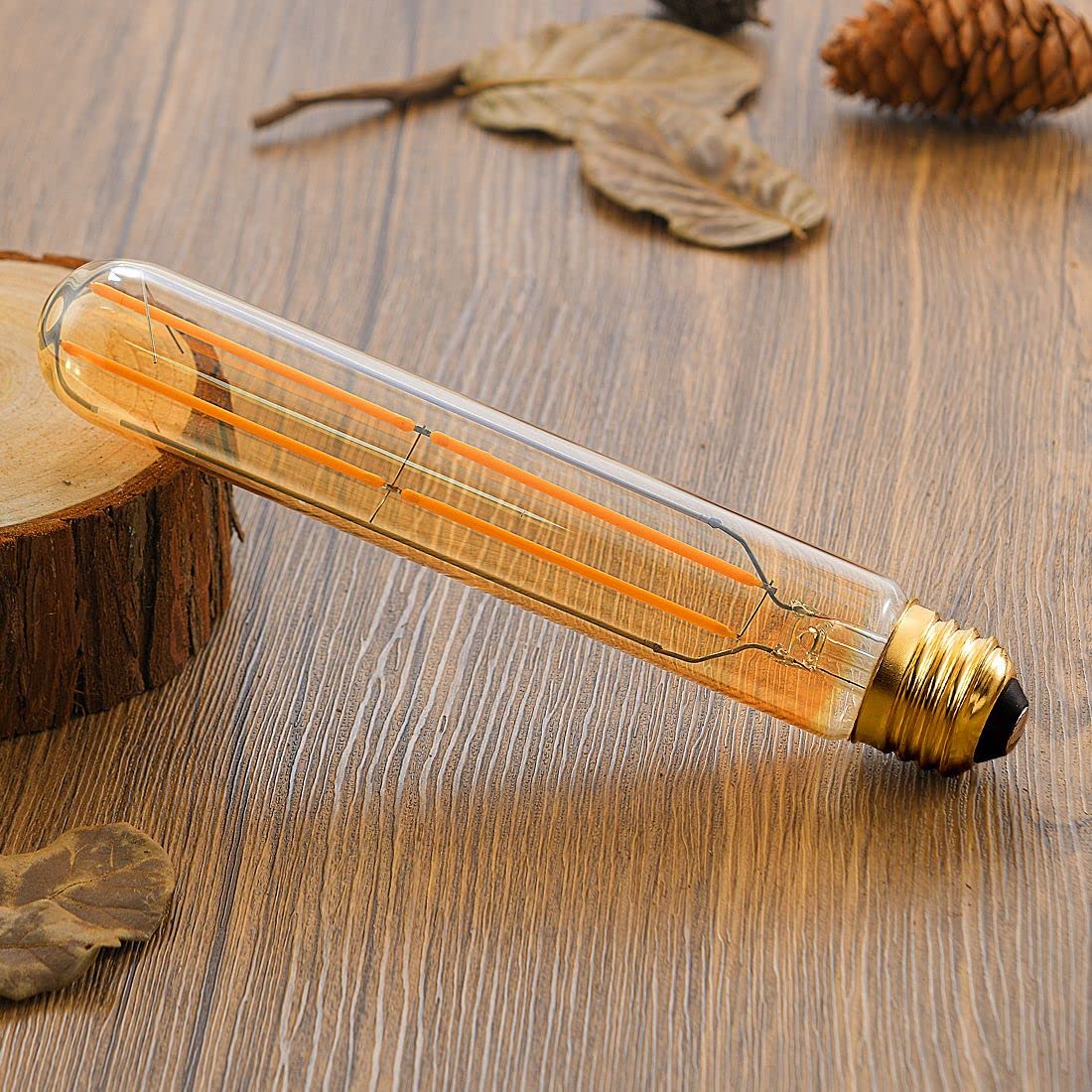 VCTC Lighting E26 LED Bulb Dimmable Amber Tubular Edison Bulb, 6W Equal 60 Watt Light Warm 2200K,T10 for Rustic Pendant,Industrial Wall sconces Bulbs