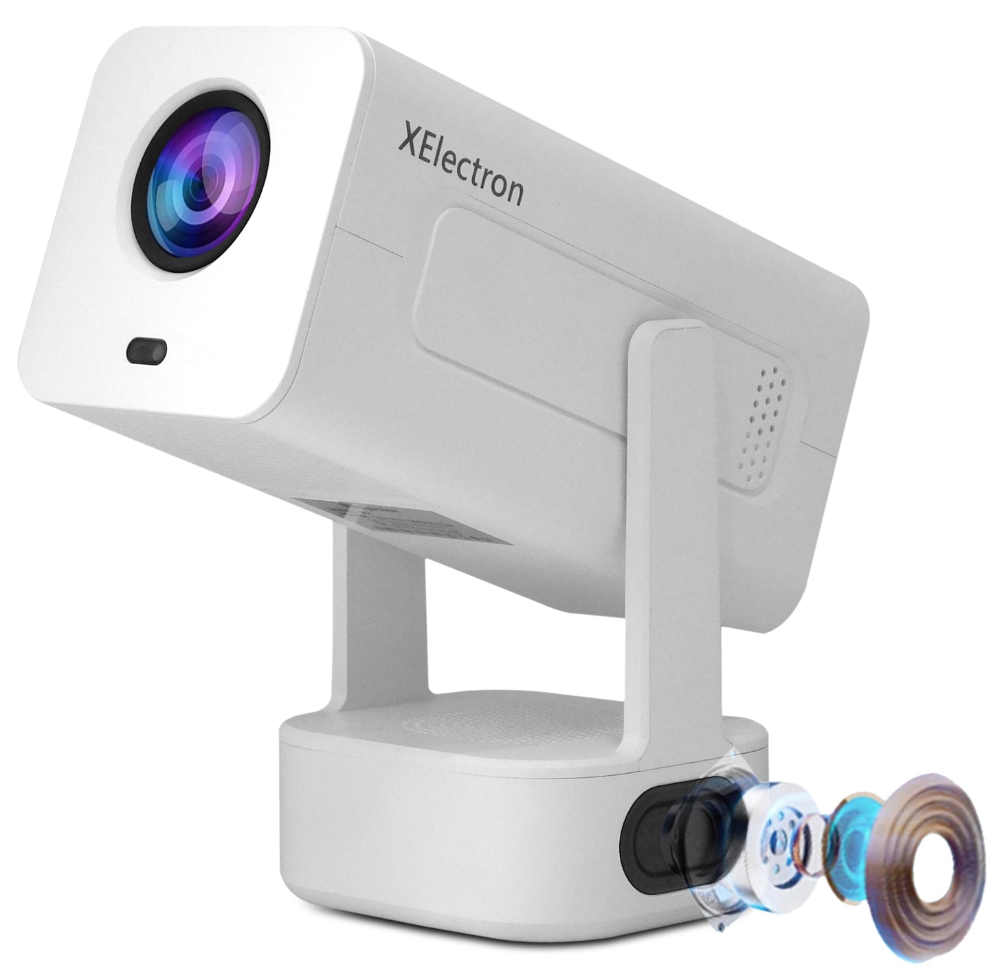 XElectron Techno Android 13 Smart Projector, 1080P & 4K Support, Loud Speaker, Rotatable Design, Digital Focus, Auto Keystone with Netflix, YouTube