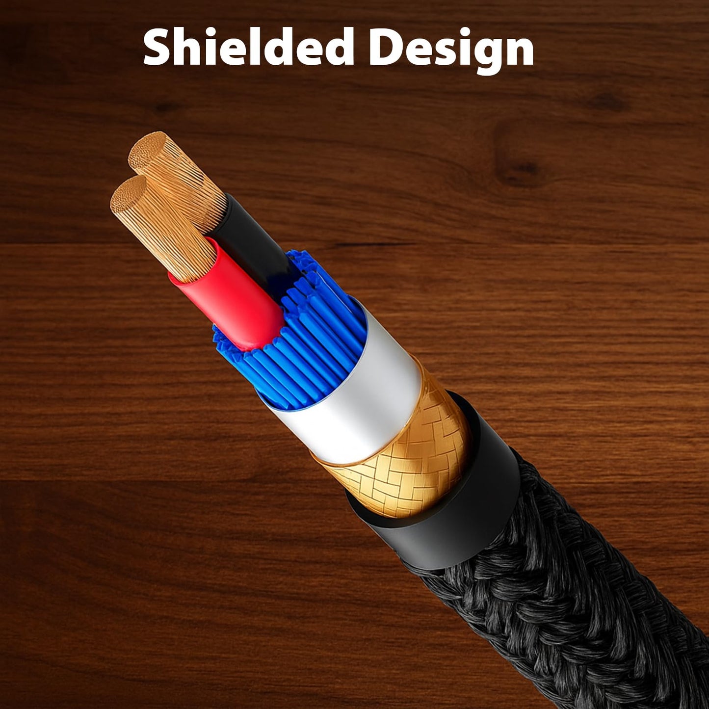 Cyberguys! RCA Audio Cable, 2RCA to 2 RCA Cables Car Audio Male to Male, Shielded Cables with Braided Jacket and Gold-Plated Connectors - for Home