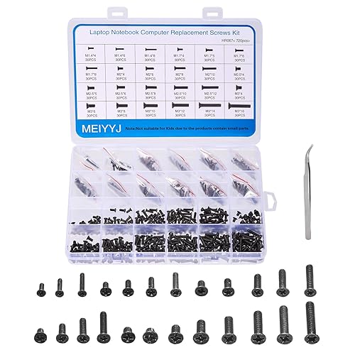 MEIYYJ 720pcs Laptop Notebook Screws Set,Replacement Computer Screws Kit,M1.4,M1.7,M2,M2.5,M3 countersunk Flat Head Phillips Mini Screw Set