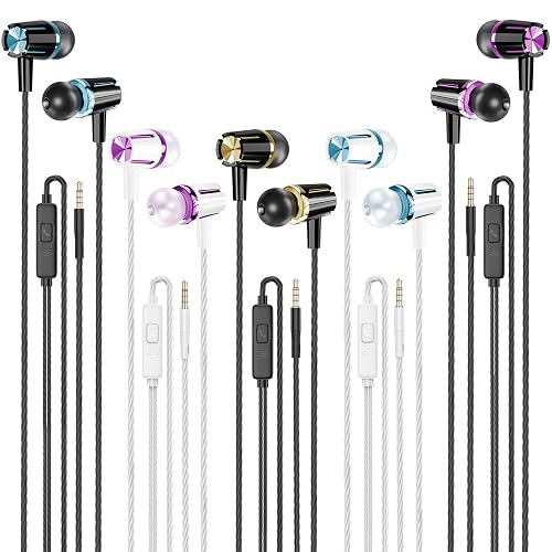 Rayleigh Wired Earbuds 5 Pack, Earbuds Headphones with Microphone, Earphones with Heavy Bass Stereo Noise Blocking, Compatible with iPhone, with iPad