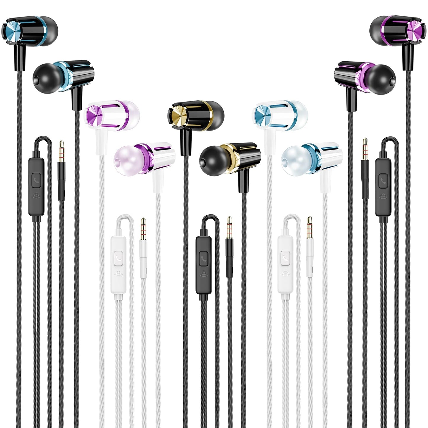 Rayleigh Wired Earbuds 5 Pack, Earbuds Headphones with Microphone, Earphones with Heavy Bass Stereo Noise Blocking, Compatible with iPhone, with iPad