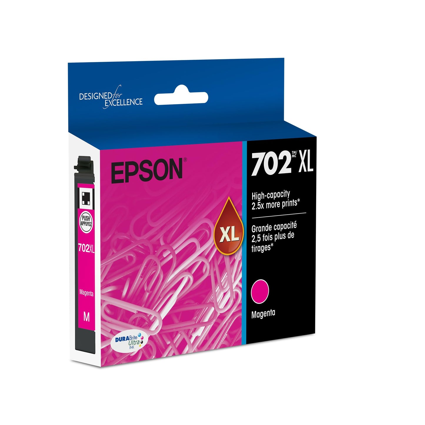 EPSON 702 DURABrite Ultra Ink High Capacity Magenta Cartridge (T702XL320-S) Works with WorkForce Pro WF-3720, 3730, 3733