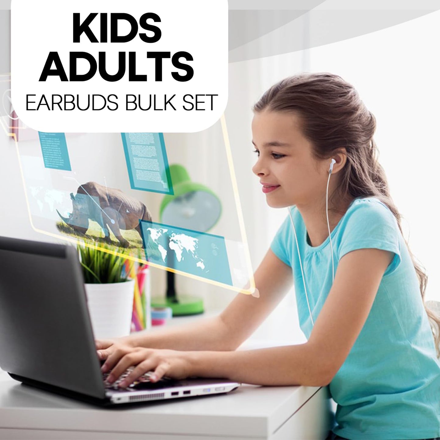 Yoley Kids Earbuds Headphones Bulk 100 Pack Class Set for School Classroom Students Children, Wholesale Durable Earphones (100 White)