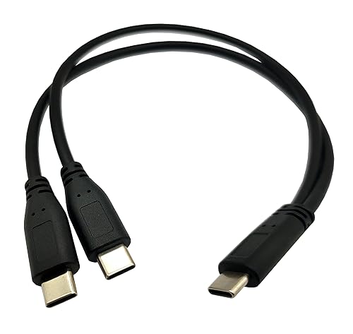 Qaoquda USB C Splitter Charge Cable,1 Feet USB Type C Male to 2 Dual USB Type C Male Y Splitter Extension Charging Cable(Only for Charging)