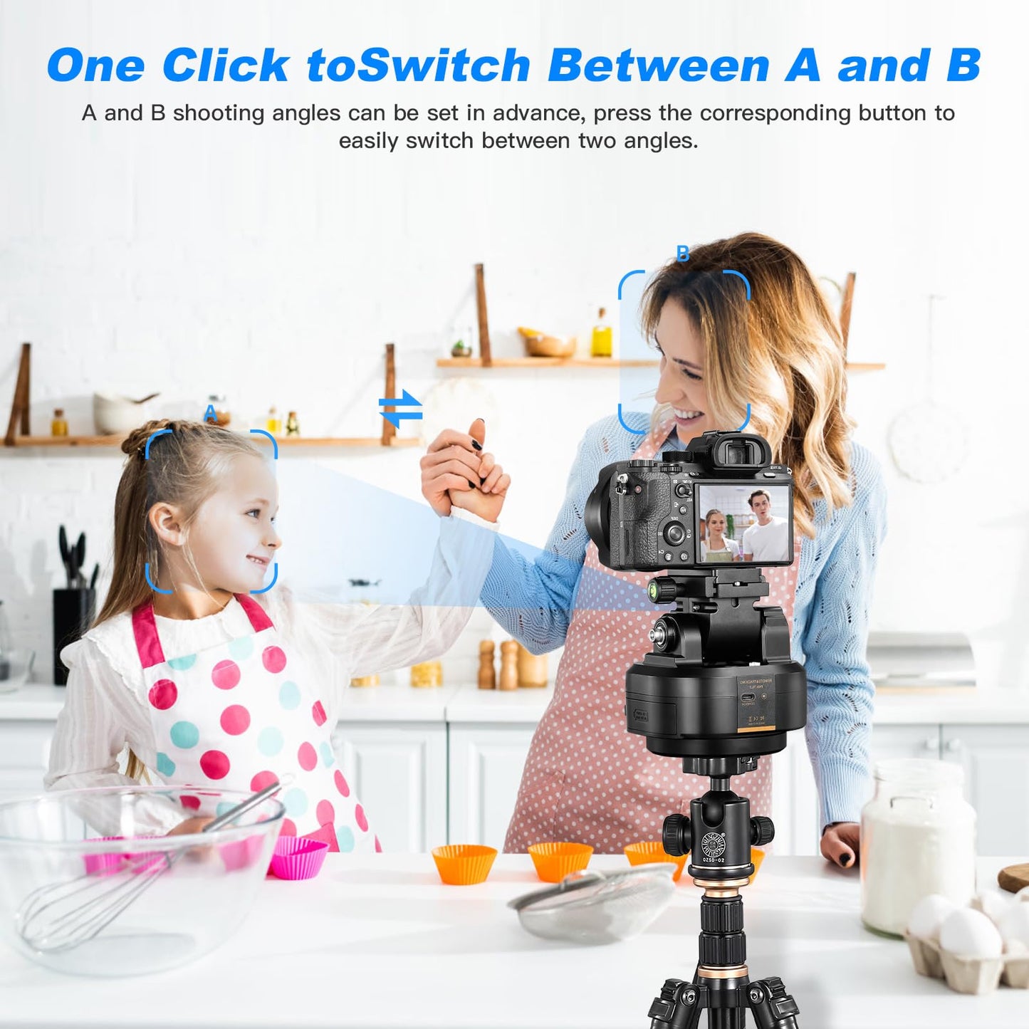 Soonpho M6 Auto Face Tracking Motorized Rotating Panoramic Tripod Head, Remote Control 360° Pan Tilt Head with Mobile Phone Clip for DSLR Cameras