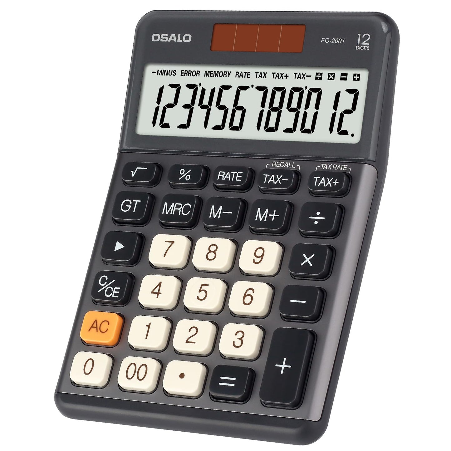 Pendancy Office Small Calculator Desktop with Tax+/- for Tax Calculation, 12 Digit Large LCD Display, Solar Battery Power, Durable Portable Design