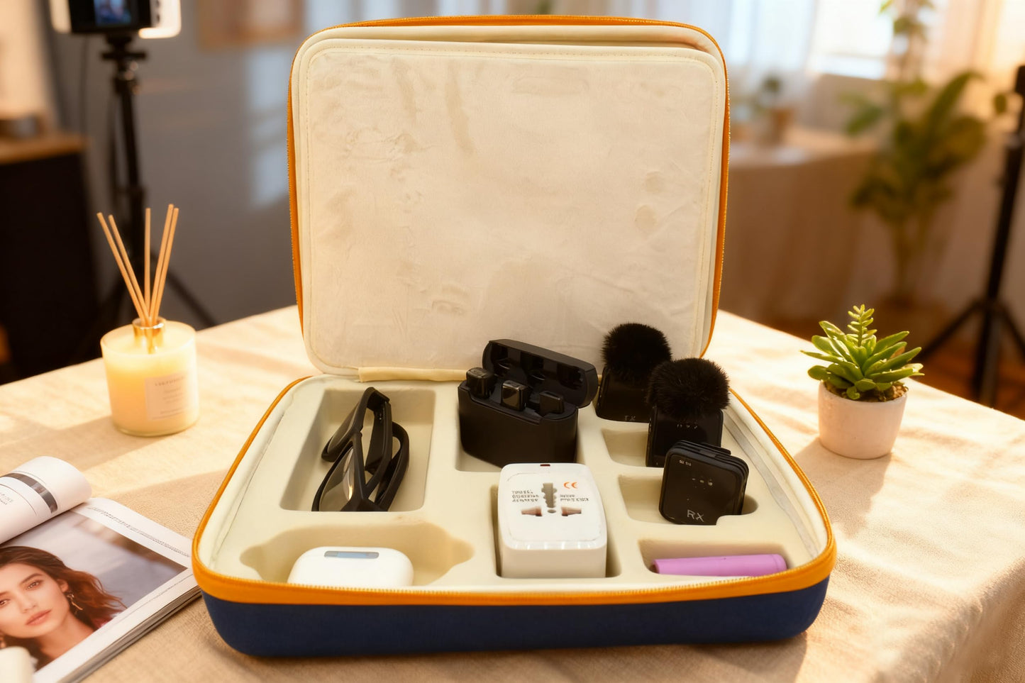 Electronics Organizer Case, Daily Tech Accessories Storage Bag for Charger, Cables, Power Bank, Lapel Mic,Watch, Passport, Travel Electronic Organizer