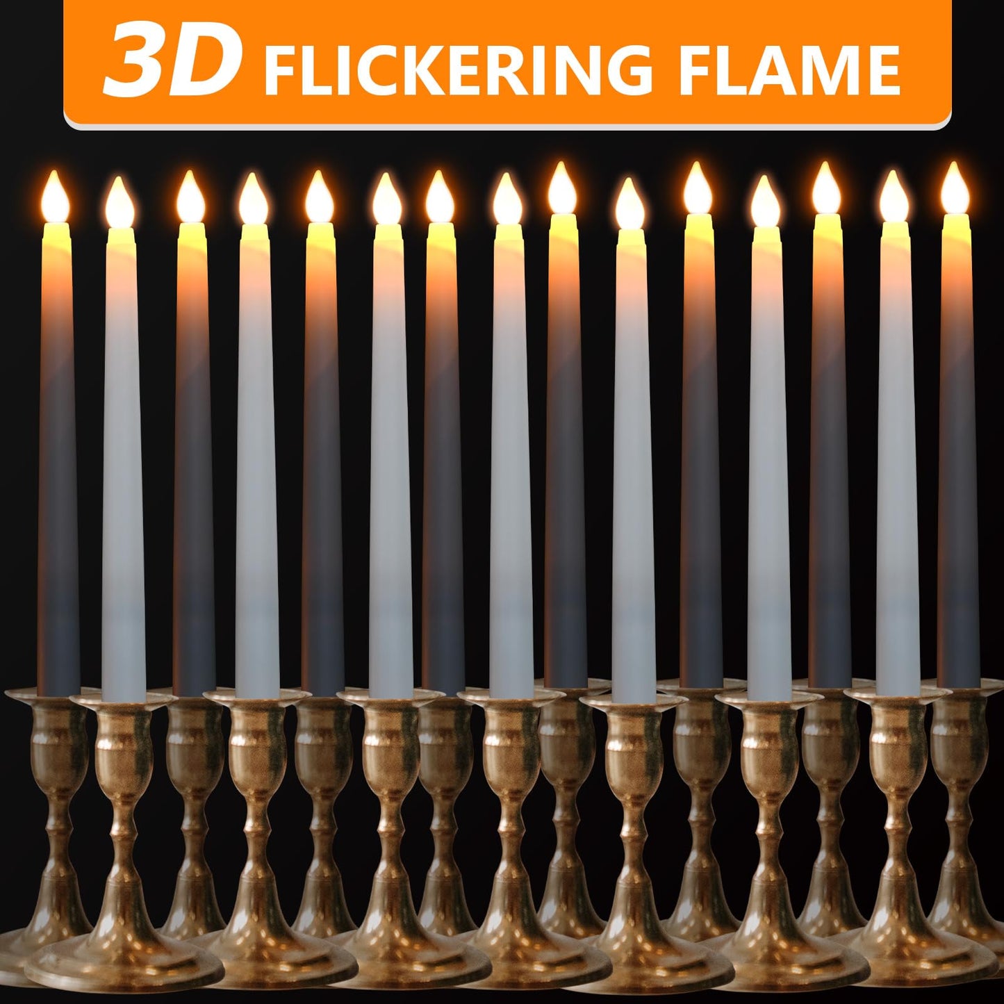 lifancy 72 Pcs Flameless Taper Candles, LED Flameless Candles Flickering Taper Fake Candles Bulk Battery Operated, Christmas Home Wedding Decor(0.8 X