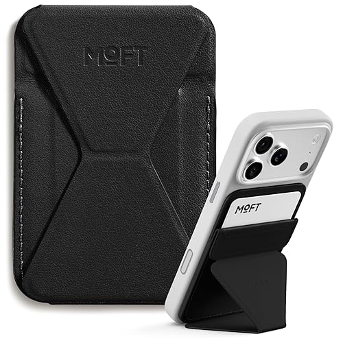 MOFT Magnetic Wallet Stand Compatible with iPhone 17/16/15/14/13/12 Series, Angle Adjustment & Magsafe Compatible MOVAS Phone Stand,Jet Black