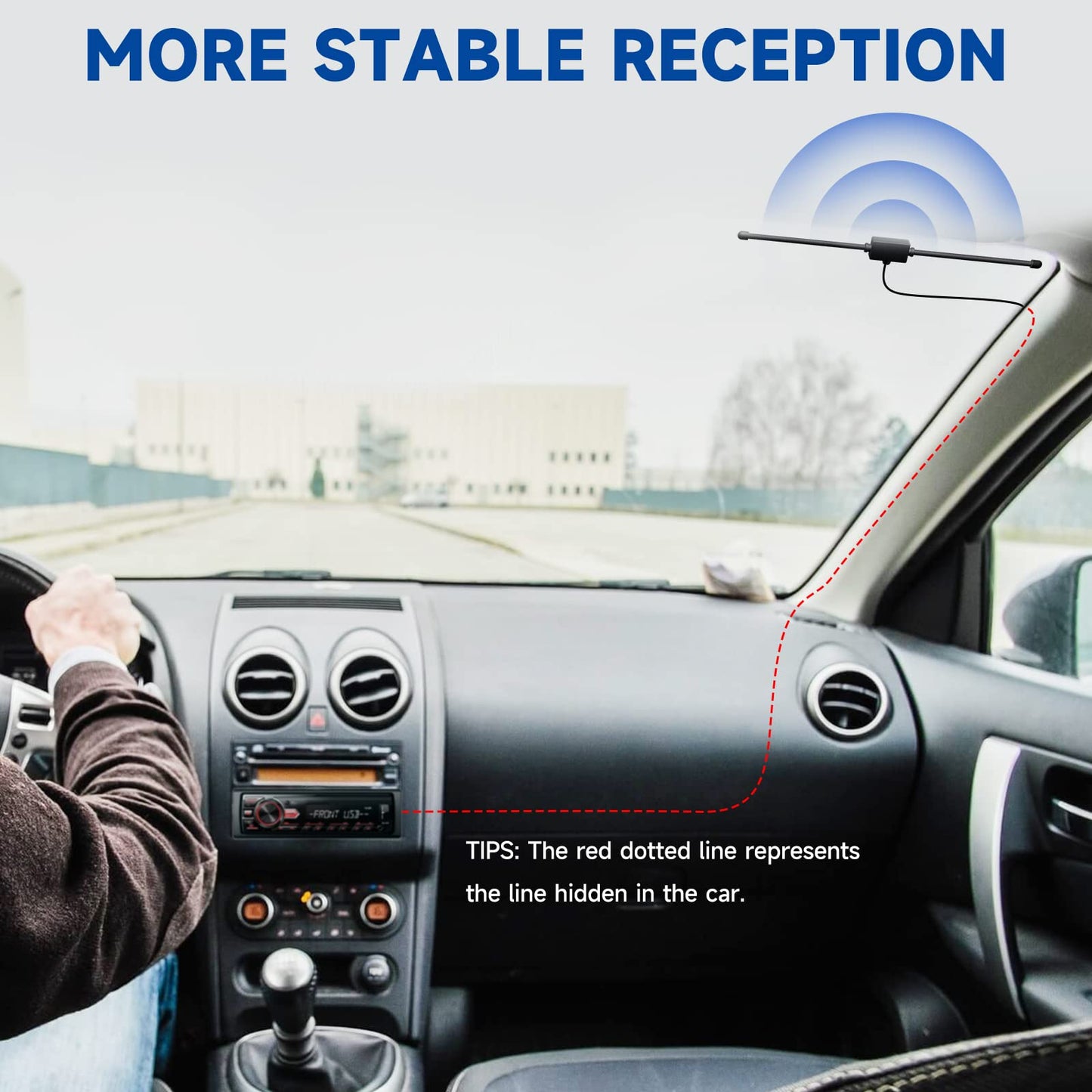 Bingfu Car FM AM Radio Dipole Antenna Adhesive Mount for Vehicle Truck SUV Car Stereo in Dash Head Unit CD Media Receiver Player Audio Marine Boat