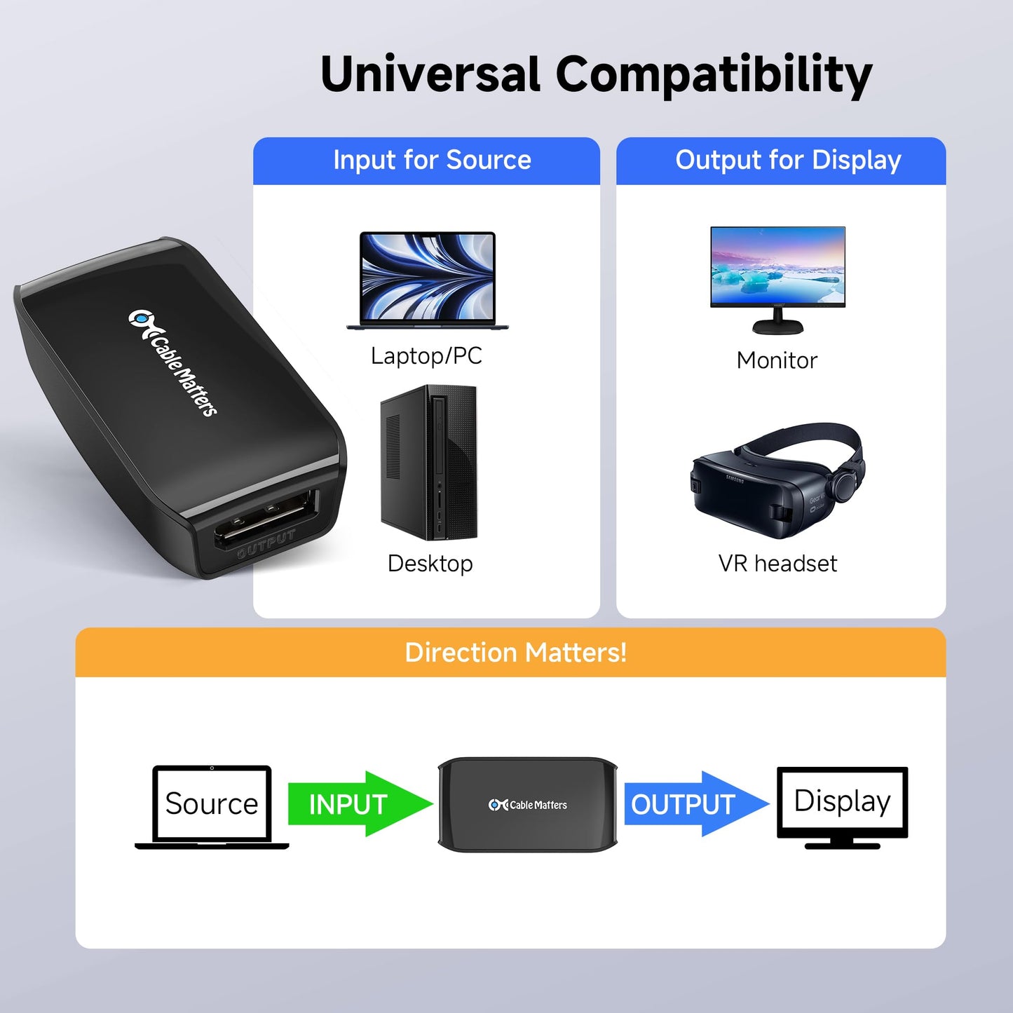 Cable Matters Active DisplayPort Repeater, DP Signal Booster, 4K@240Hz