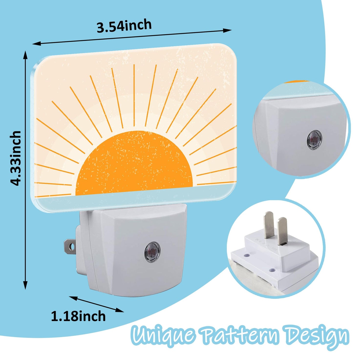 AKKAVNIA Night Light Abstract Sun Rise Plug-in Wall LED Night Lamp with Dusk-to-Dawn Smart Sensor Lamp for Adult Bedroom Living Room Hallway Kitchen