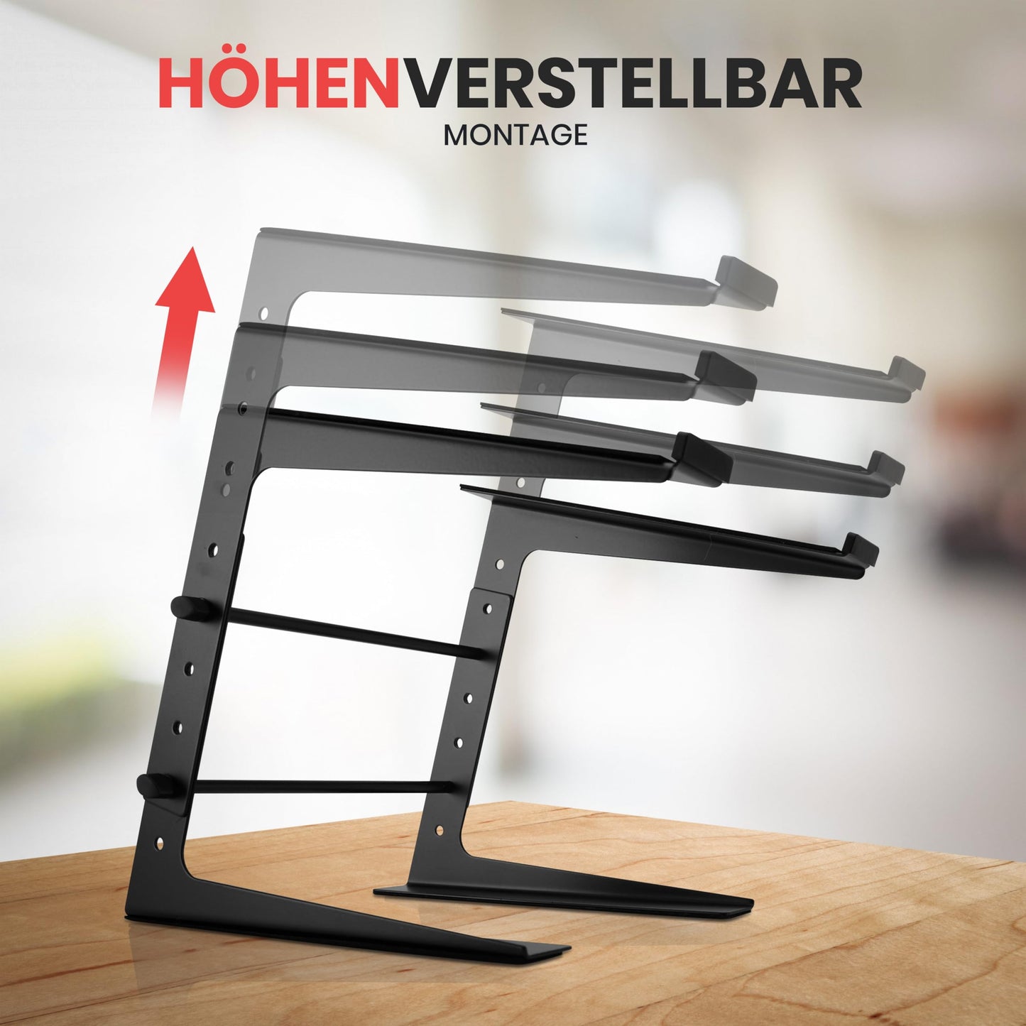 Pyle Portable Adjustable Laptop Stand - 6.3 to 10.9 Inch Anti-Slip Standing Table Monitor or Computer Desk Workstation Riser with Level Height
