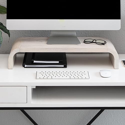 Anji Mountain Wood Monitor Stand Riser Desk Desktop Organizer Table for Home, Office Workspace, Laptop Riser, Ergonomic Design Stand for Gaming Setup