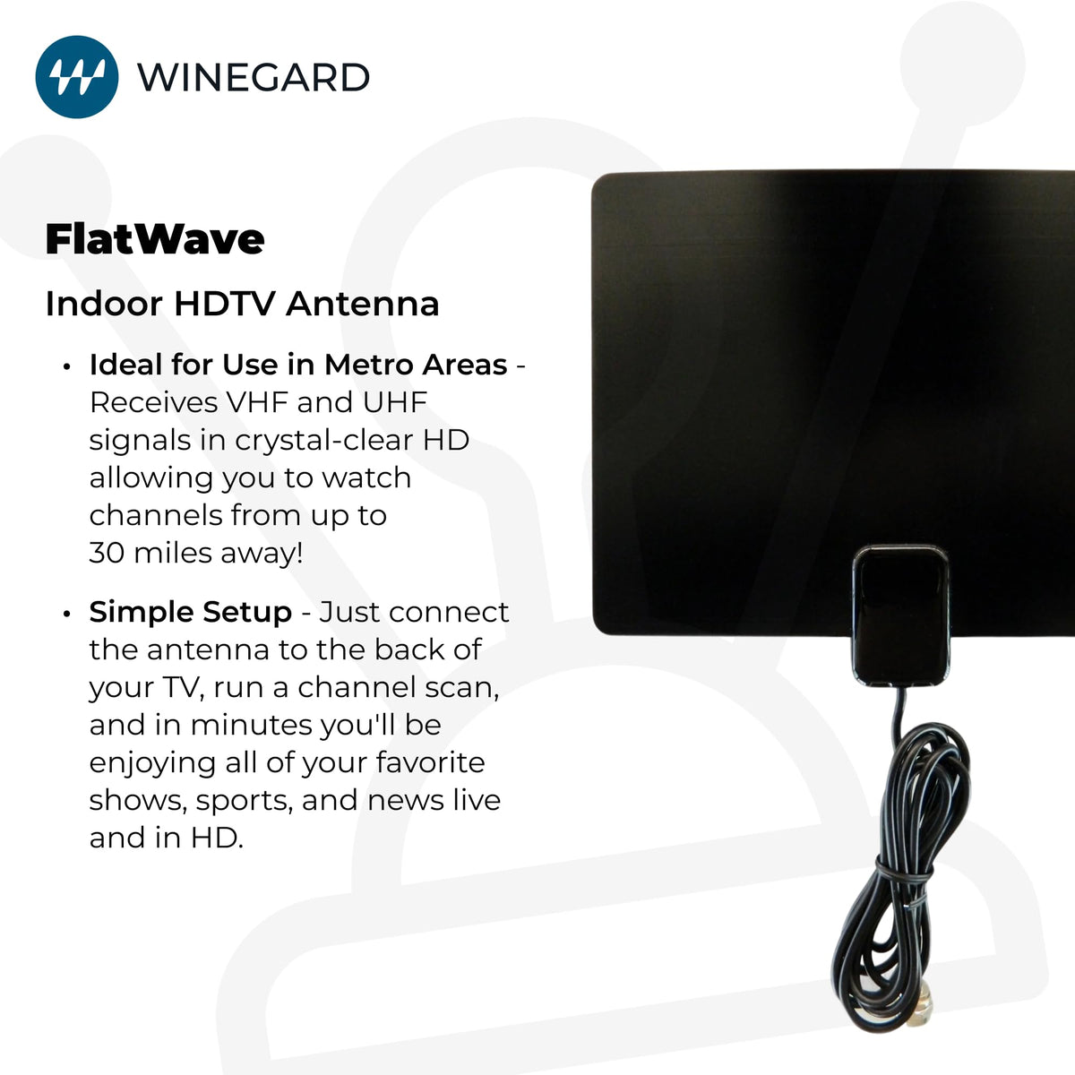 Winegard FlatWave FL-1000 Multidirectional Indoor TV Antenna