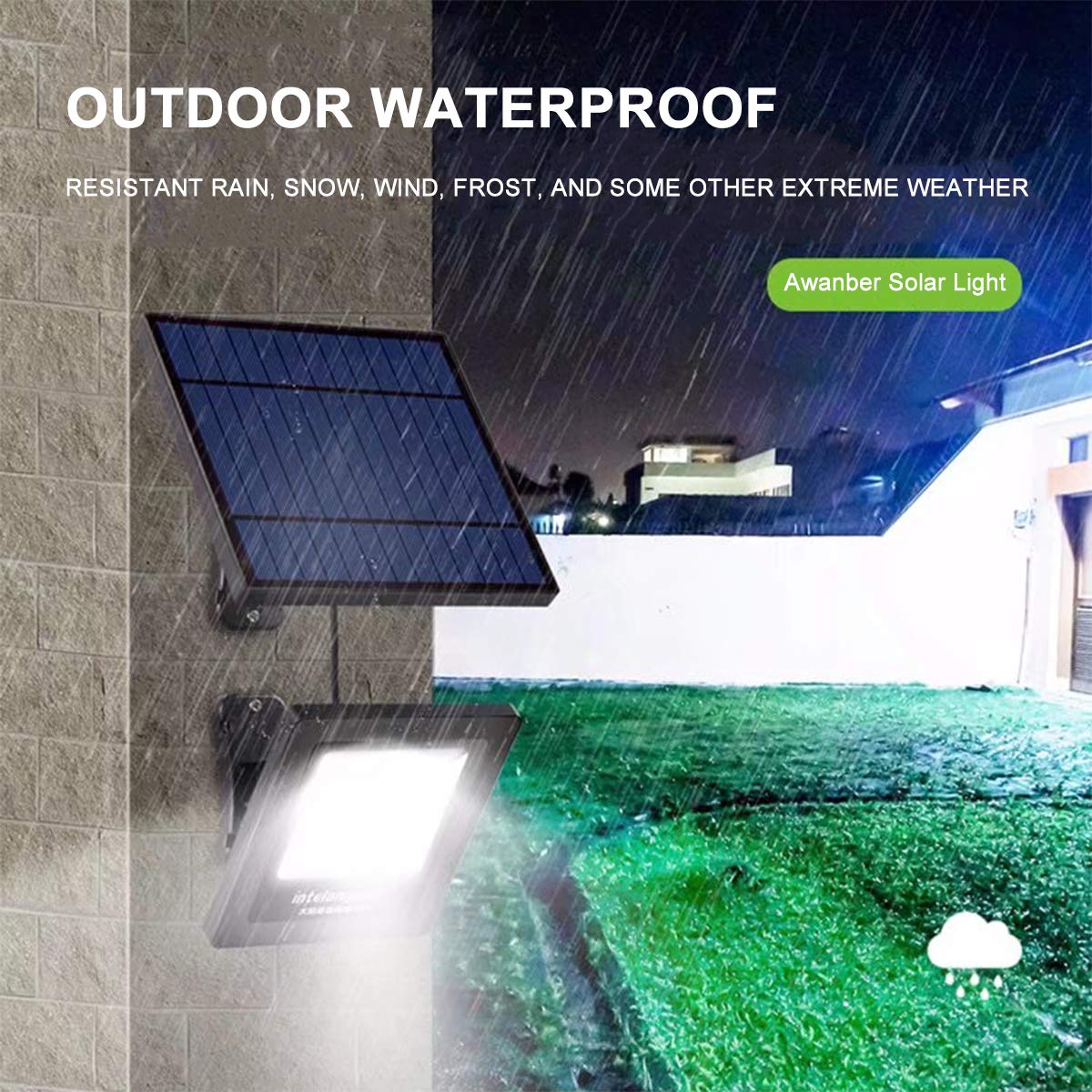 Awanber Solar Powered Lights Outdoor, Bright White Light IP65 Waterproof Auto Dusk to Dawn 350° Adjustable Solar Security Flood Lights for Barn