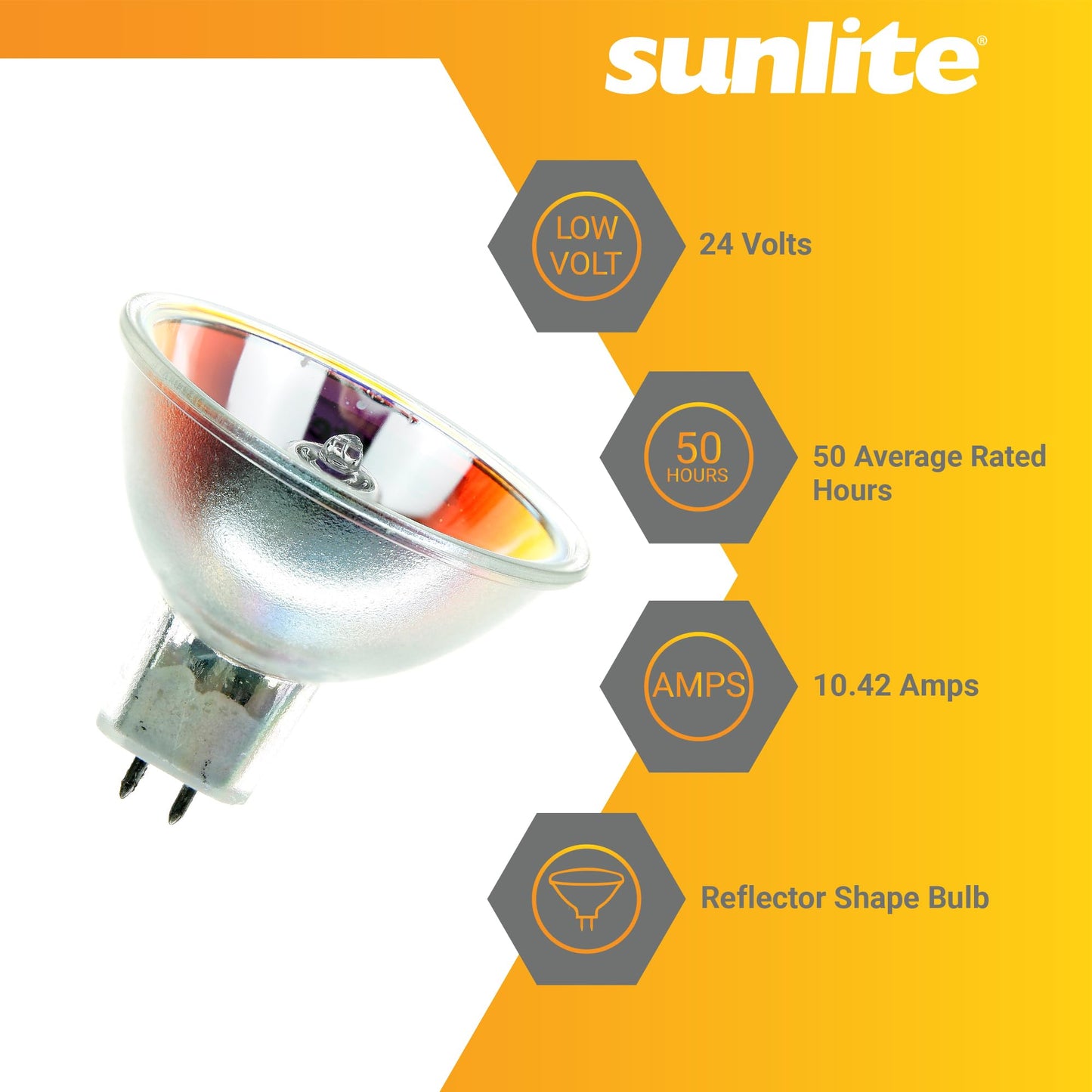 Sunlite MR16 ELC Reflector Light Bulb, 250 Watts, 24 Volts, Clear Finish, GX5.3 2-Pin Base, 99 CRI, 3400K Neutral White, Ideal for Landscape Lighting