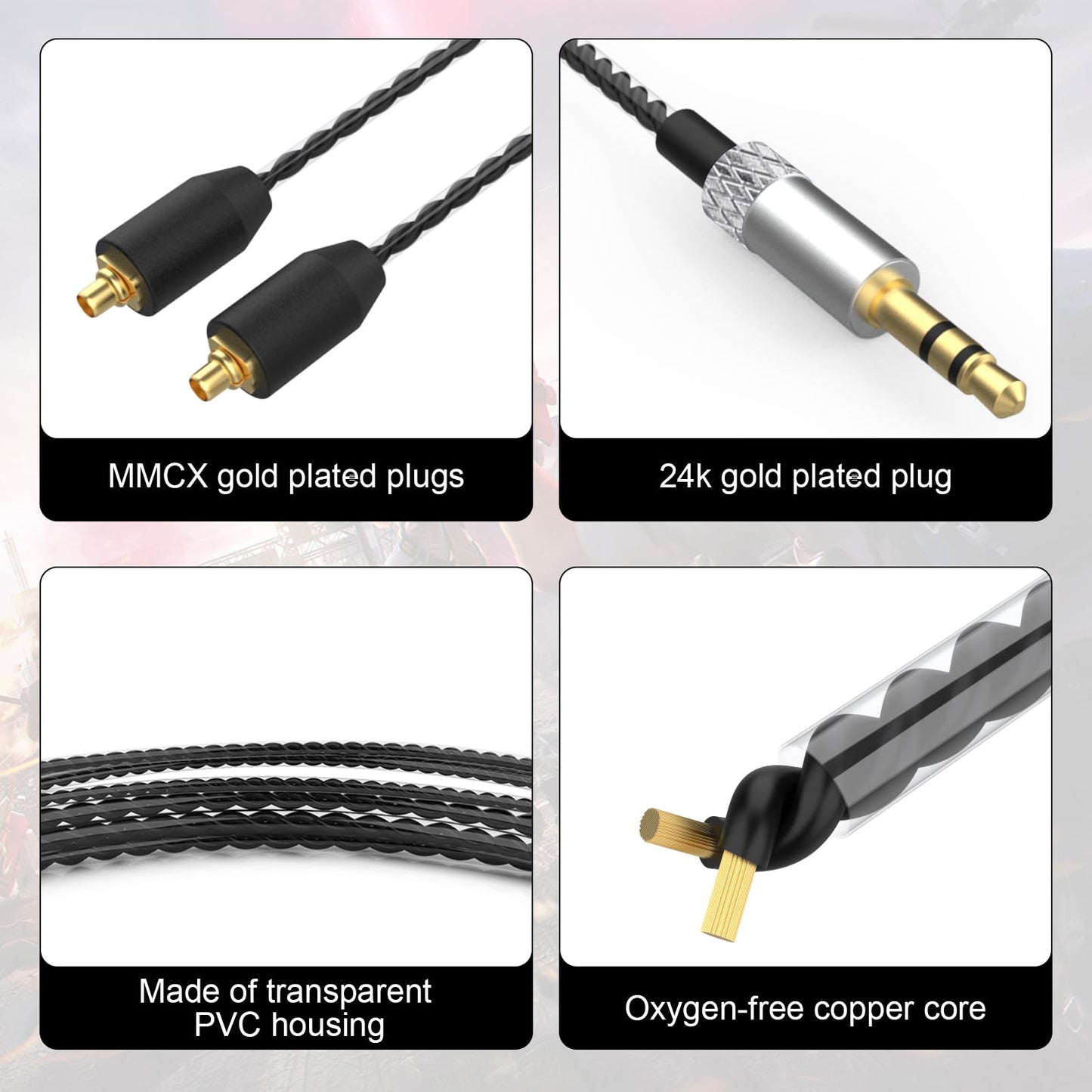 SE535 Replacement Cable Compatible with Shure SE215, SE215 Pro, SE315, SE425, SE425 Pro, SE535, SE846, AONIC 3, AONIC 4, AONIC 5 Earphones…