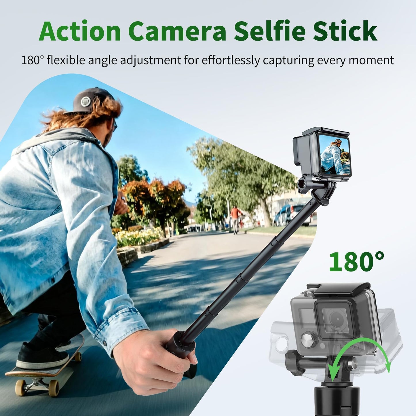 JOILCAN 25.2" Selfie Stick Tripod, Action Camera Vlog Tripod, Portable Handle Grip Stand for GoPro Hero 13/12/11/10, Insta360, DJI Osmo Action 6/5