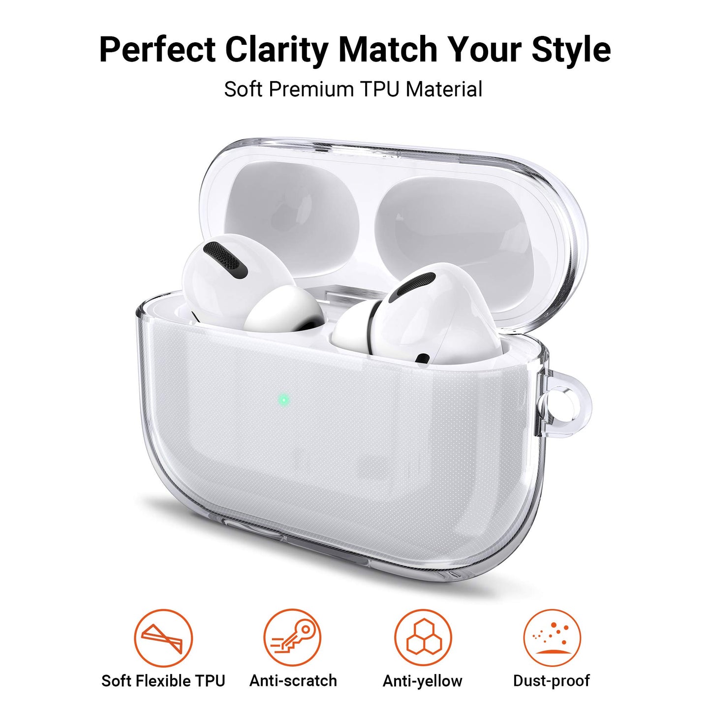 ULAK Compatible with Airpods Pro Case 1st Generation Clear, Designed Protective Cover Soft TPU Transparent Shockproof Case Accessories Keychain