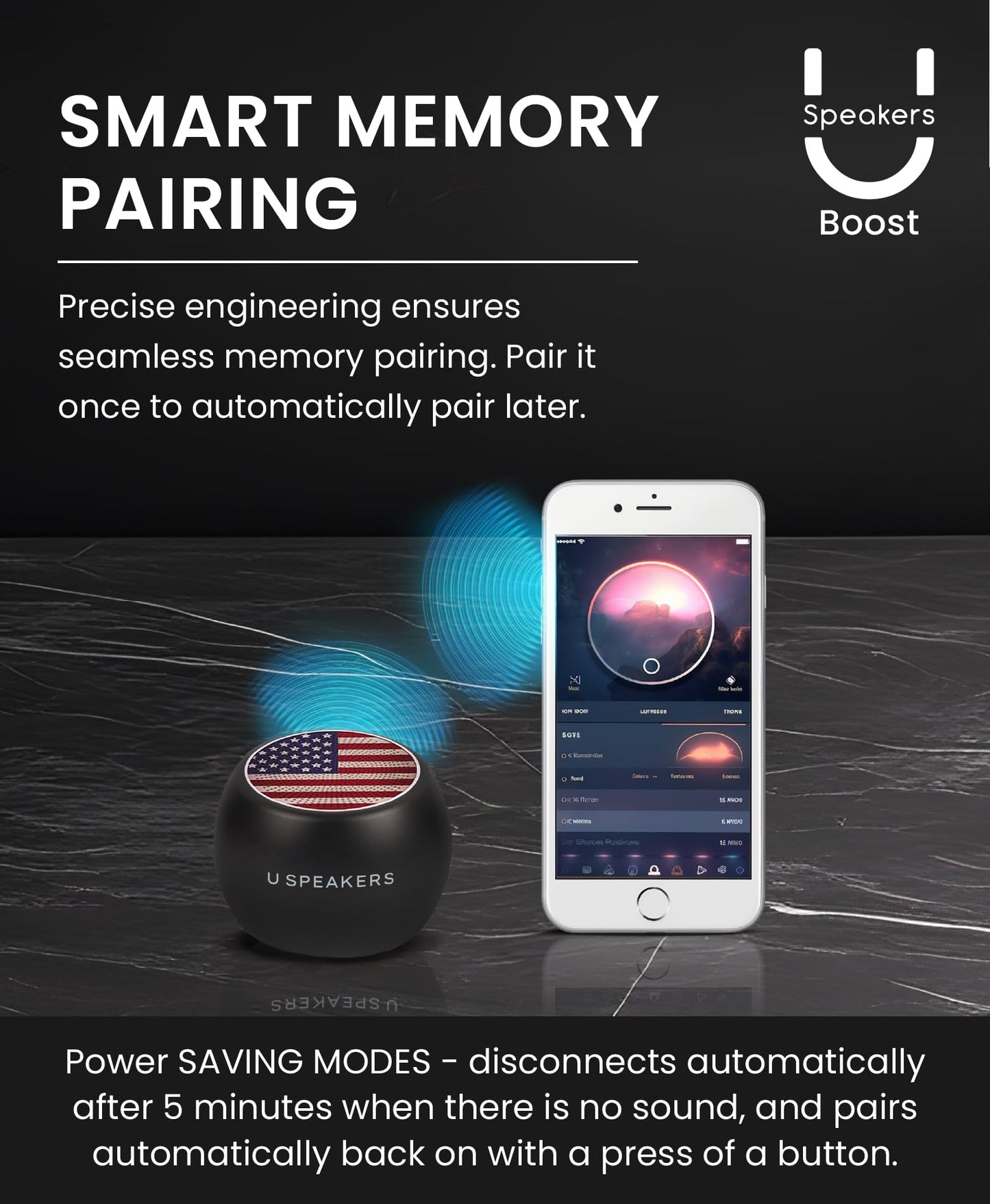 Fashionit U Boost Speaker - Portable Wireless Bluetooth Speaker (Patriotic American Flag)