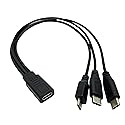 Qaoquda USB C Splitter Charge Cable,1 Feet USB Type C Female to 2 Type C +1 Micro USB Male Splitter Extension Charging Cable, 3 in 1 Fast Charging
