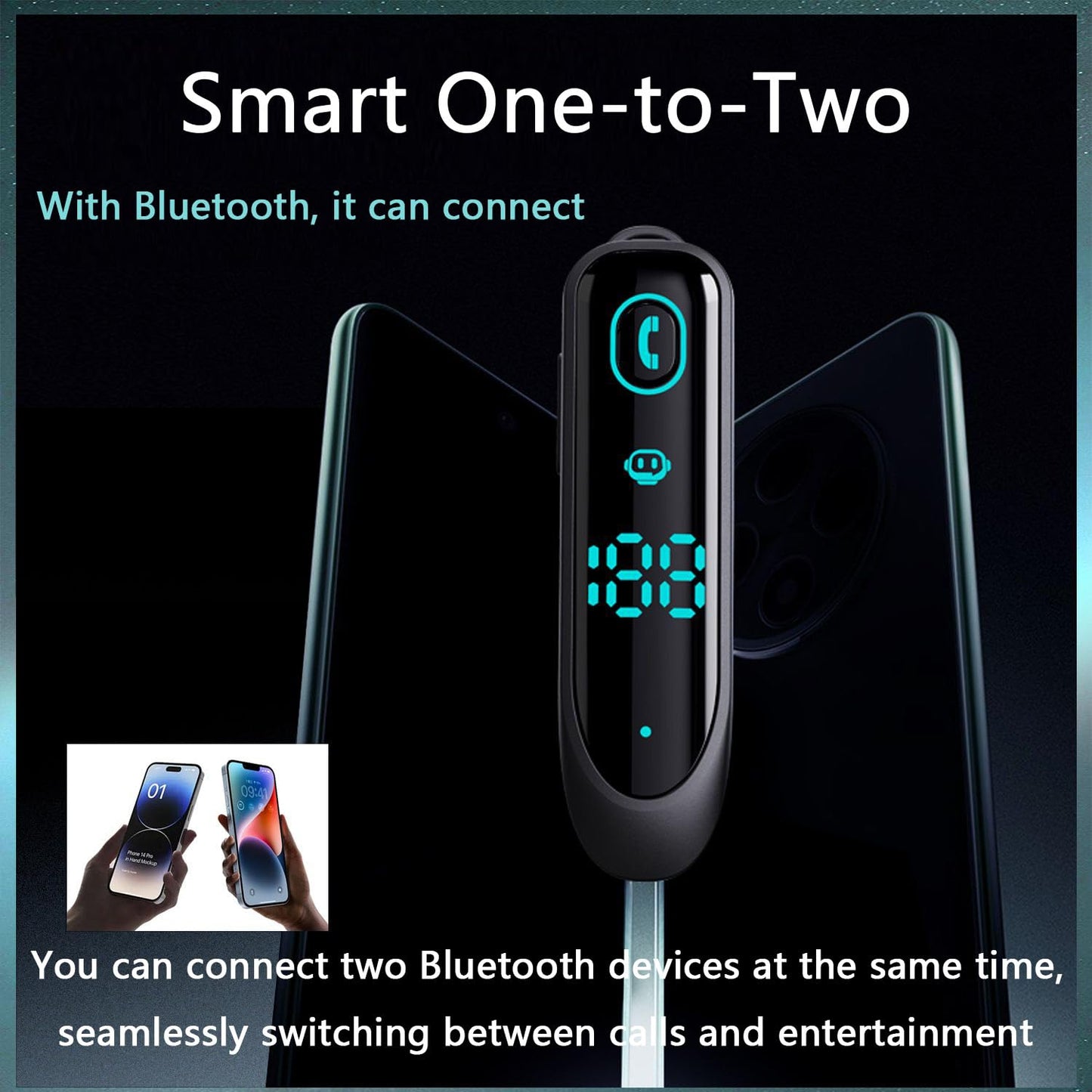 eppfun Bluetooth Earpiece Wireless CVC8.0 Headset for Cell Phone Dual Mic Noise Canceling Handsfree Phone Earpiece with Mute for iPhone Android Home
