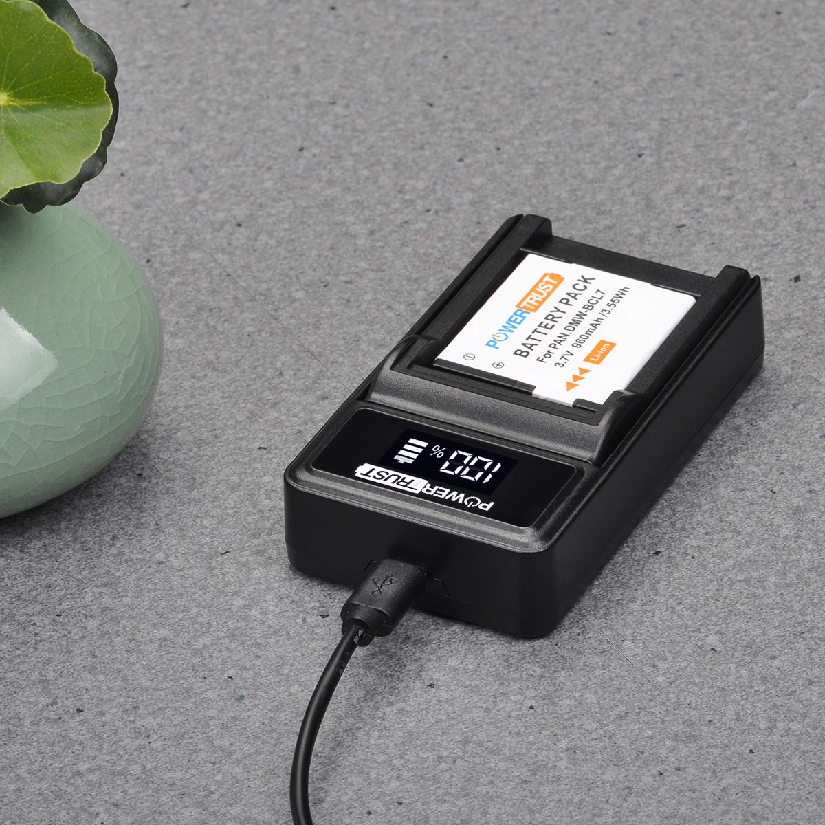 PowerTrust 2Pcs DMW-BCL7 BCL7 BCL7E Battery and LED USB Charger for Panasonic Lumix DMC-F5 DMC-FH10 DMC-FS50 DMC-SZ10 DMC-SZ9 SZ8 SZ3 SZ9 XS1 XS3