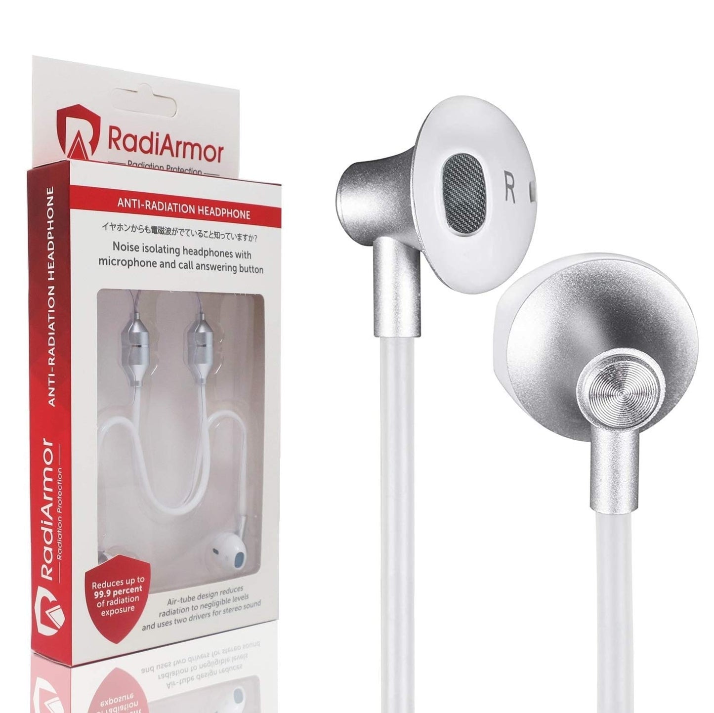 RadiArmor EMF Free Pod Style Air-Tube Headphones - Reduce RF to Neglible Levels