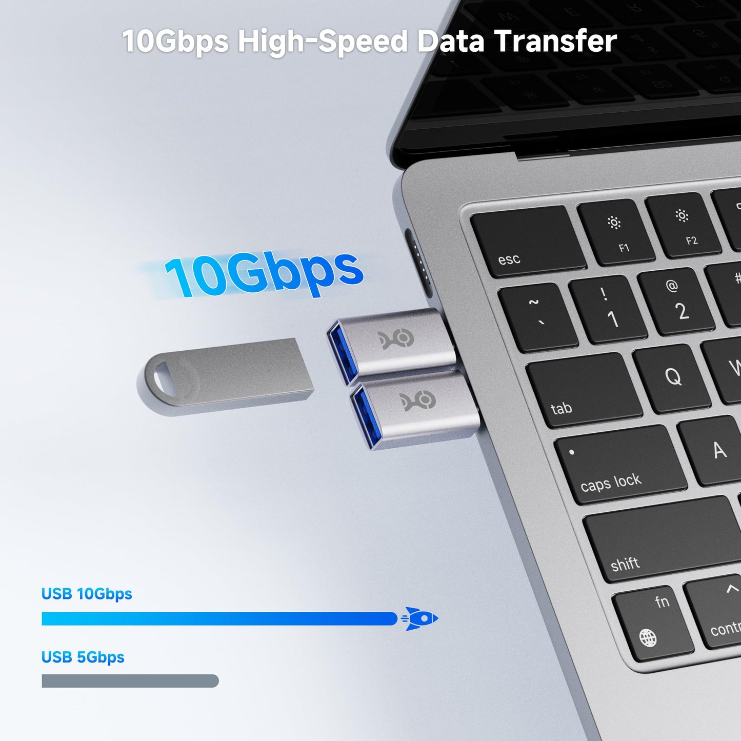 Cable Matters 2-Pack 10Gbps USB C to USB Adapter Male to Female for High-Speed Data Transferring & Fast Charging, Reversible USBC, USBA to USBC…