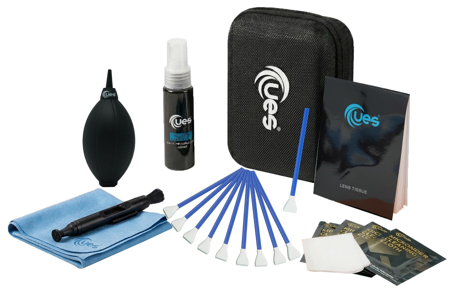 UES Professional Camera Cleaning Kit with Hard Travel Case - DSLR & Mirrorless Maintenance Bundle: 2-in-1 Lens & Sensor Cleaner, Air Blower, Pen