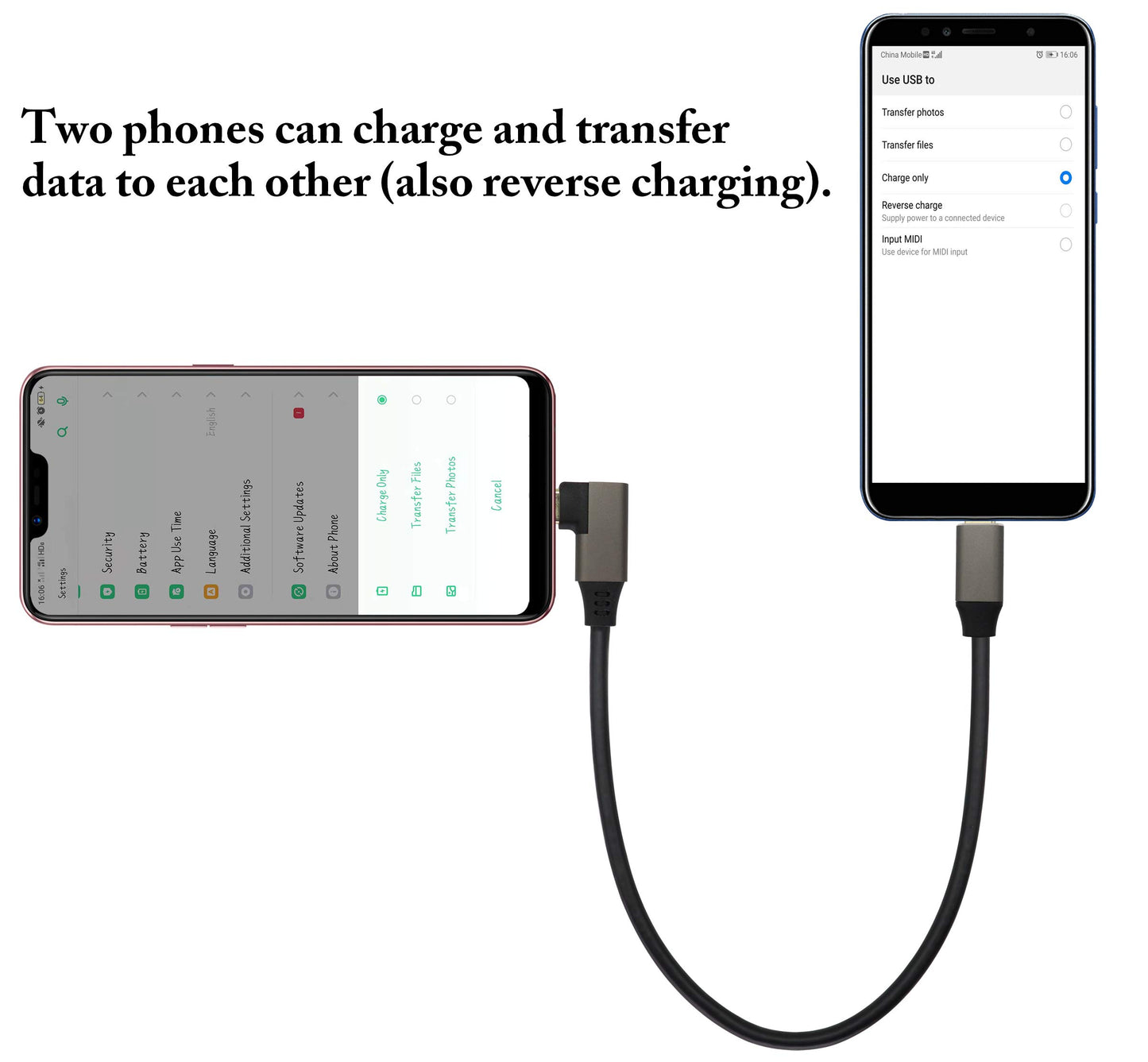AAOTOKK 90 Degree USB 3.1 Type c to Type C Cable 60W&3A Right & Left Angled 3.1 USB Type C Male Extension Cable Supports Charging,Data,Audio,Video