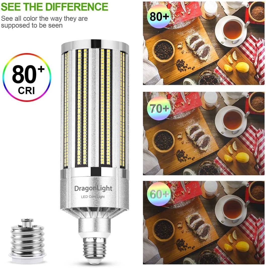 DragonLight 120W Commercial Grade Corn LED Light Bulb Fanless(400 Watt MH/HPS Replacement) E26/E39 Large Mogul Base LED Lamp 5000K Daylight