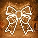 SYLHOME Bow Led Neon Light Sign Cute Girls Kids Bedroom Nursery Game Room Wall Sign Decor Beauty Salon Wedding Birthday Party Backdrop 11.8" X 11.8"