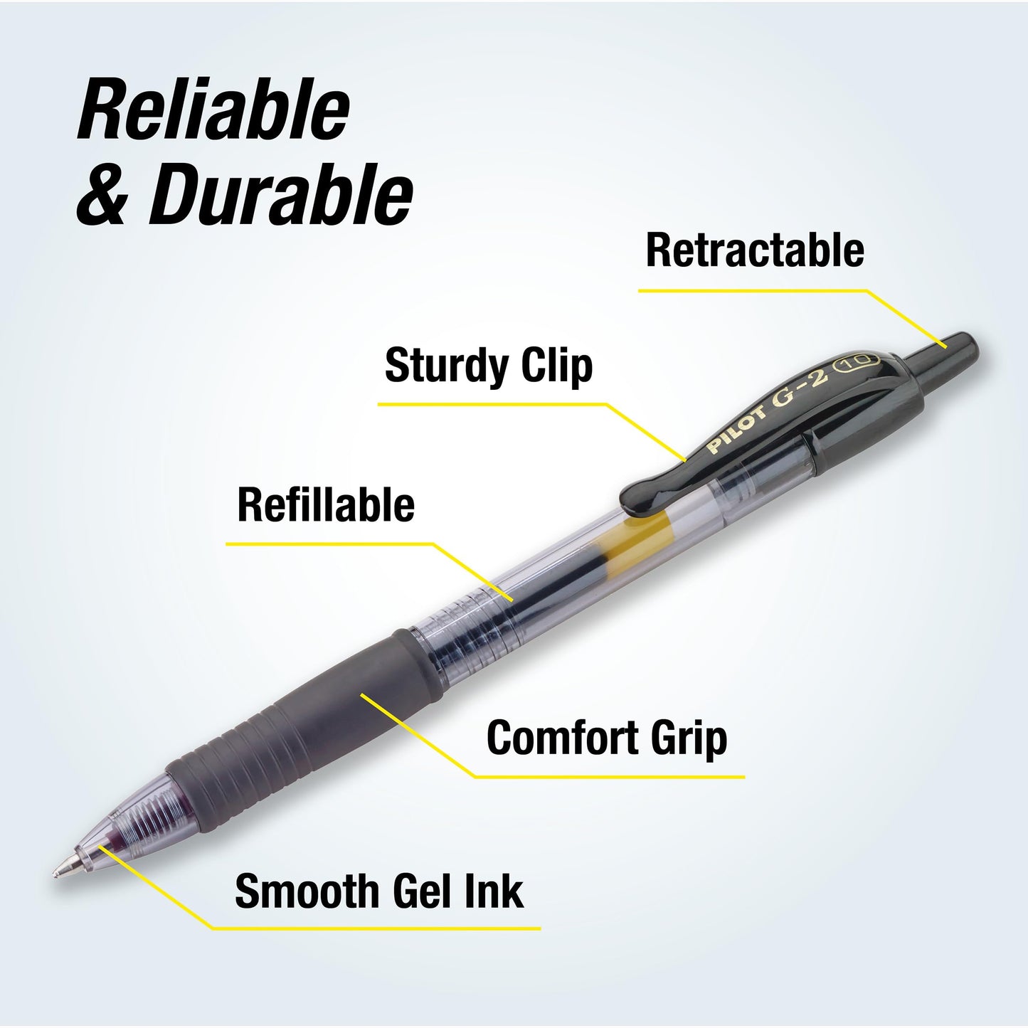 Pilot G2 Premium Refillable & Retractable Rolling Ball Gel Pens, Bold Point, Bold Gel Pens, 1.0 mm, Black Ink, 2-Pack