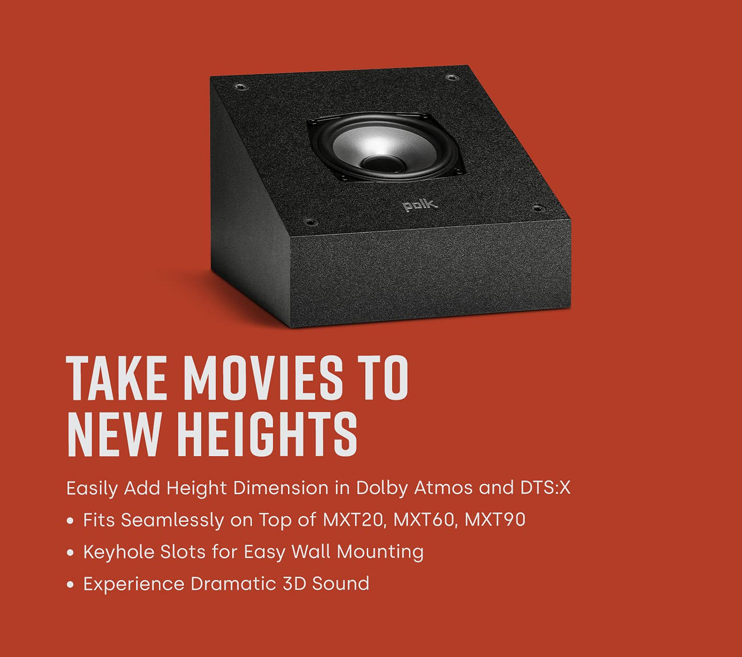 Polk Monitor XT90 Hi-Res Height Speaker Pair for 3D Sound Effect - Dolby Atmos-Certified, DTS:X and DTS Virtual:X Compatible, Surround Sound Speakers