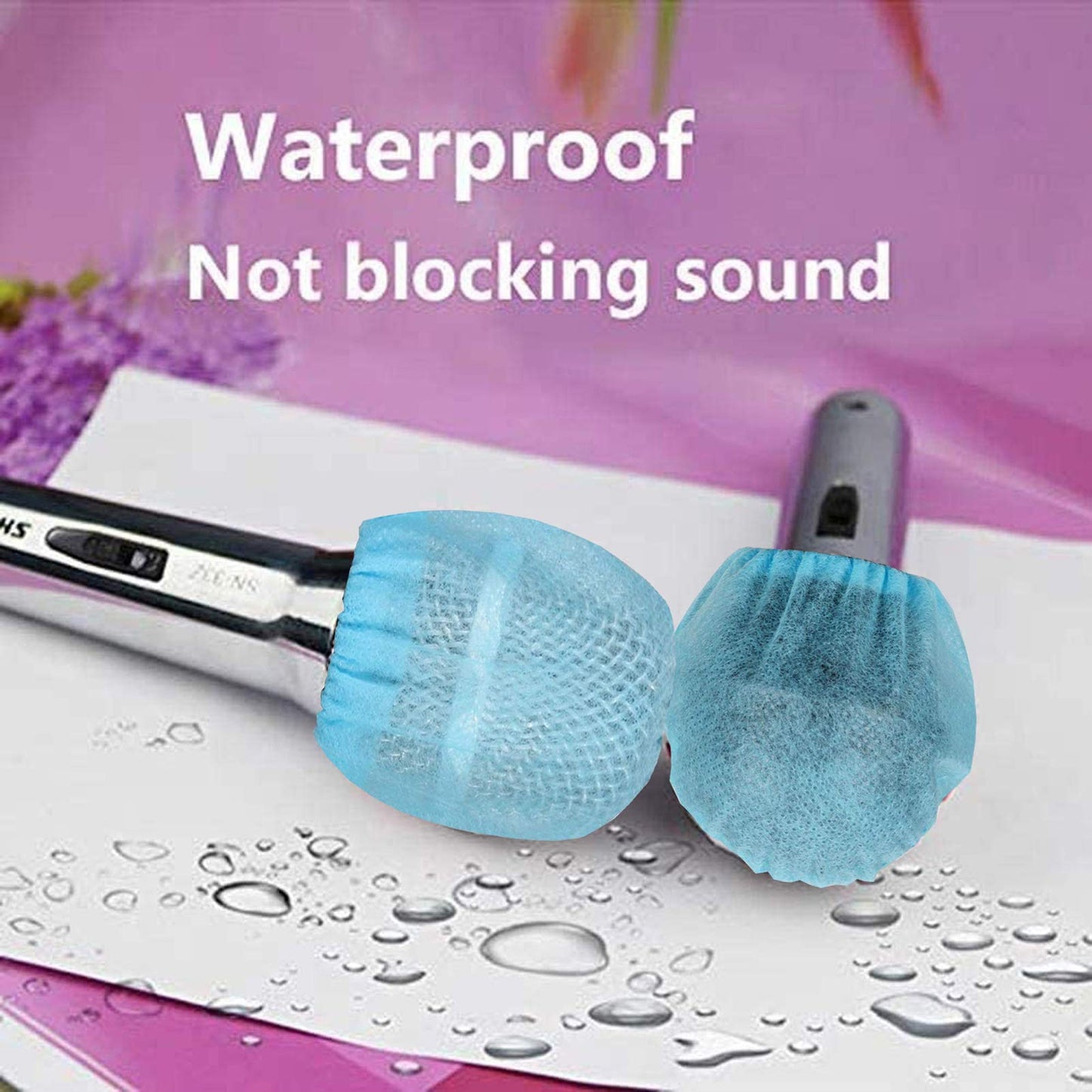 TENGYES 400 PCS (200 Pack) Microphone Hygiene Covers Disposable Non-Woven Handheld Mic Cover Windscreen Protective Cap for KTV Karaoke Recording Room