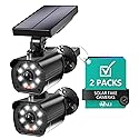 WALI Dummy Fake Camera, Security Camera with Motion Sensor Flood Light, Simulated Surveillance Security CCTV Dome Camera Indoor Outdoor (TCB2-SOL), 2