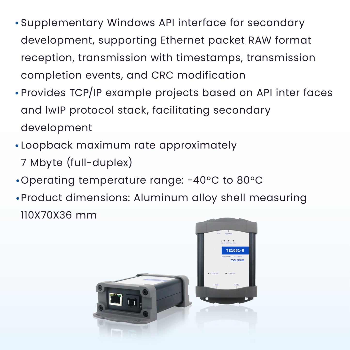 TOSUN Technology - 1 CH 100Base-Tx 1000Base-T or Car Ethernet 100/1000Base-T1 to USB Adapter