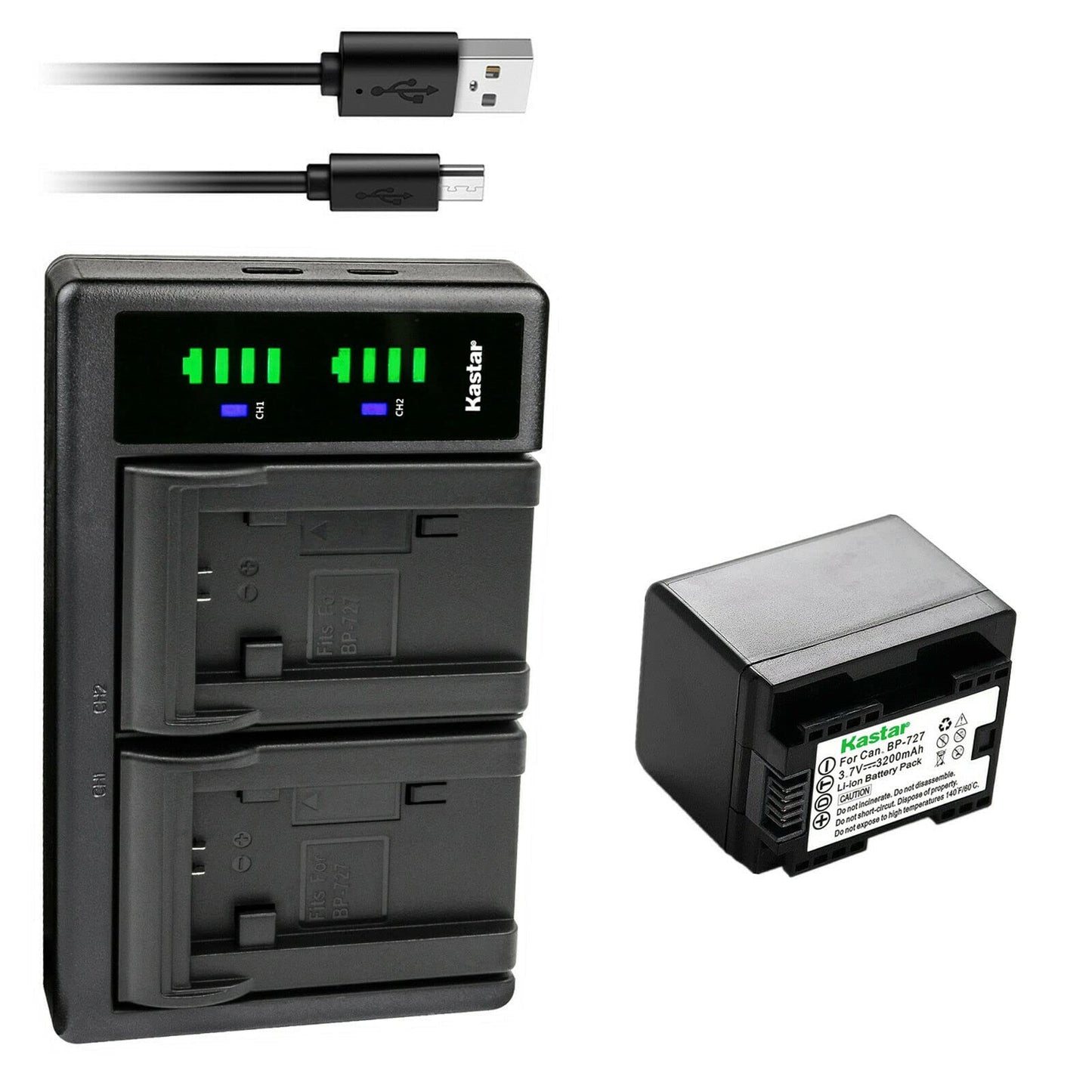 Kastar 1-Pack Battery and LTD2 USB Charger Replacement for Canon BP-708 BP708, BP-709 BP709, BP-718 BP718, BP-727 BP727, US 6055B002 Battery, Canon